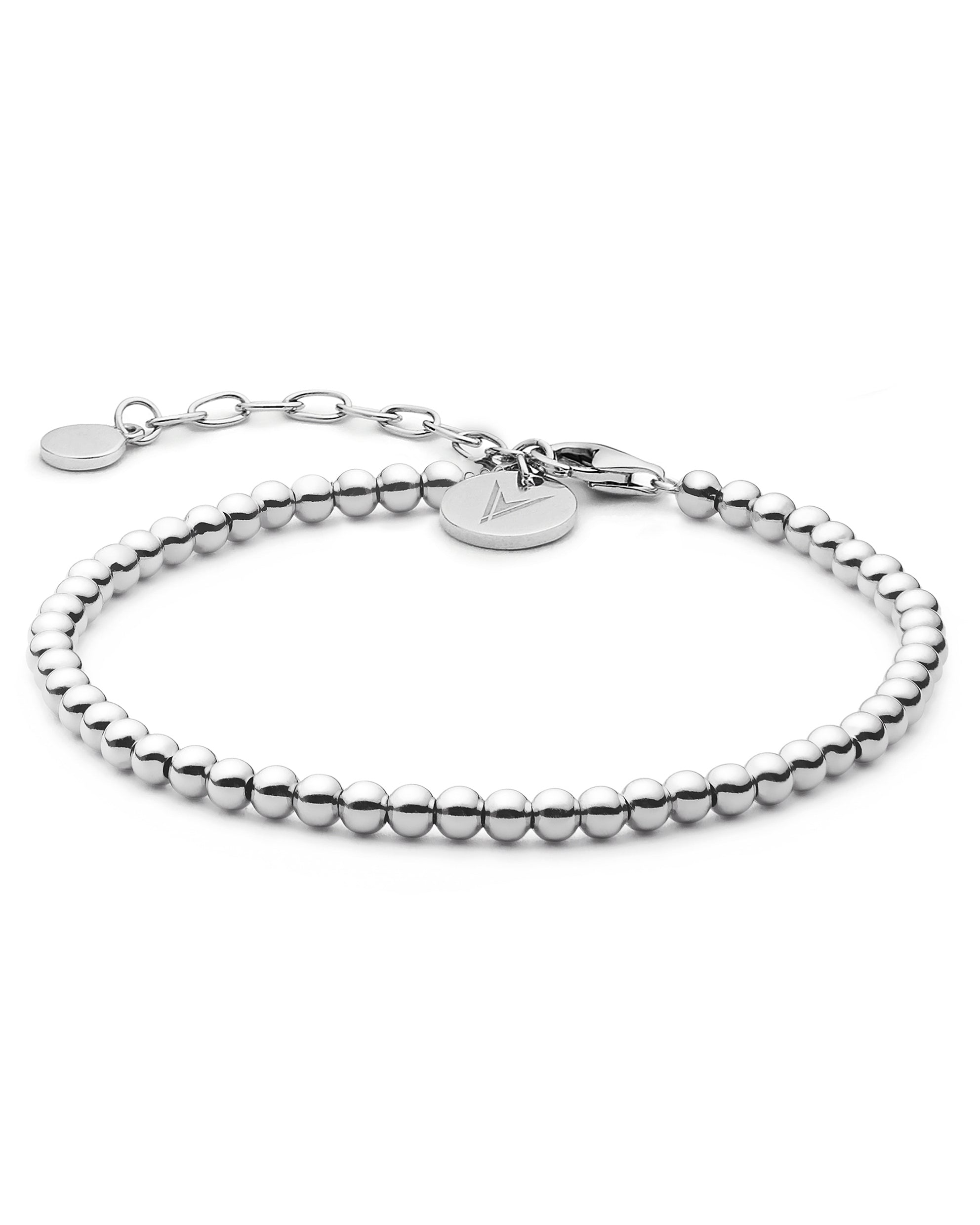 Sterling Silver Beaded Bracelet with Adjustable Lobster Clasp