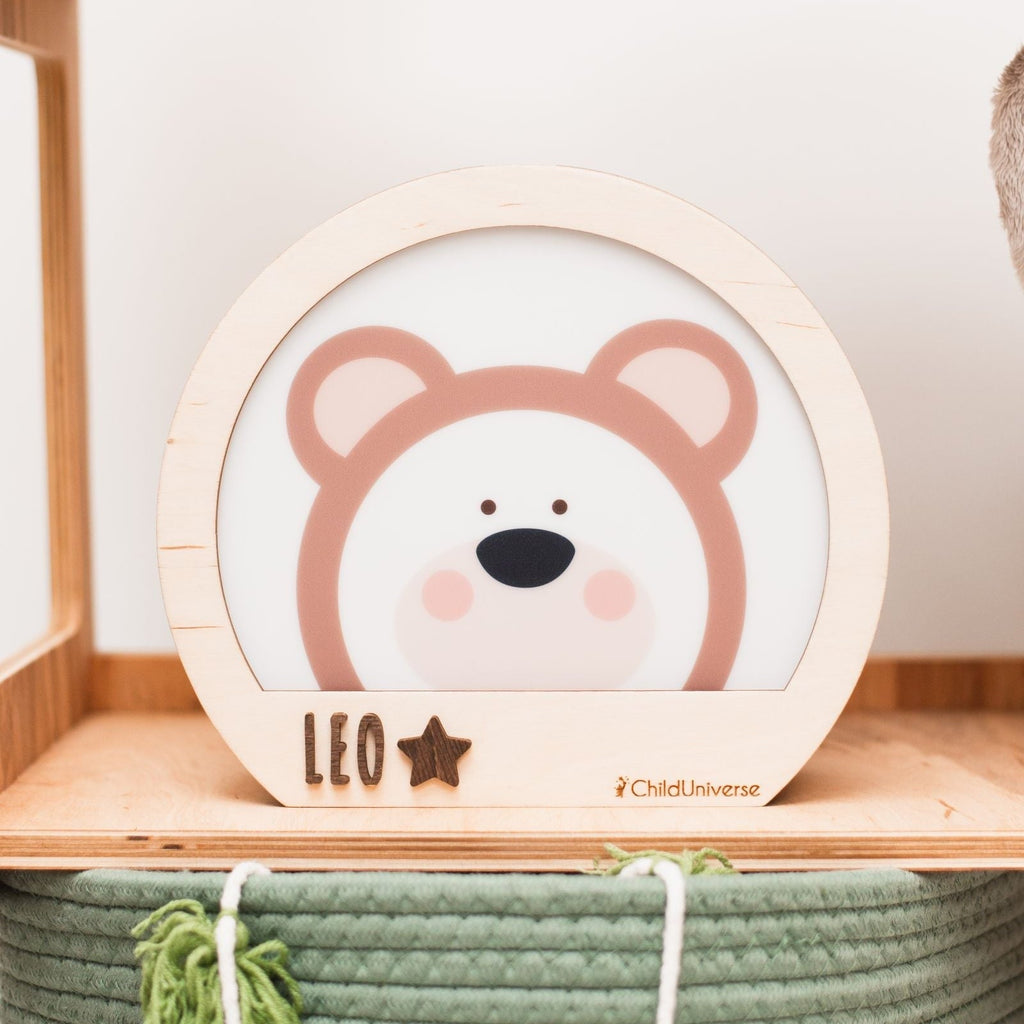 Minimalist Bear LED Night Light - Scandinavian Nursery Decor