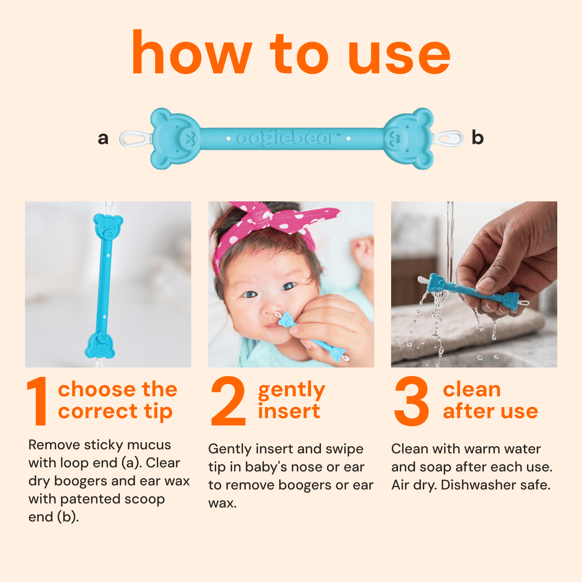 Baby Nose and Ear Cleaner Care Kit - Gentle Mucus Removal Tool