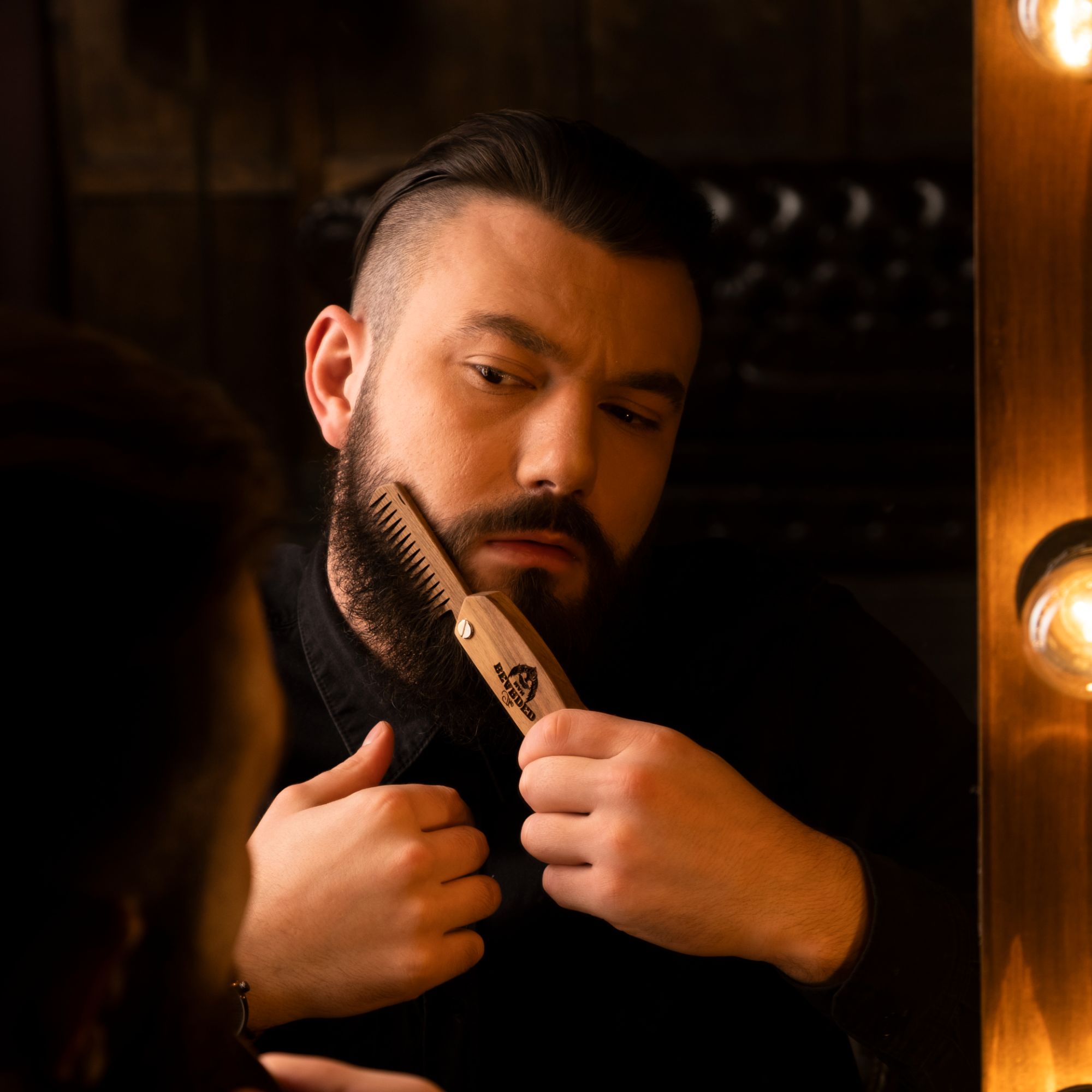 Premium Wooden Beard Comb - Walnut Grooming Tool for Men