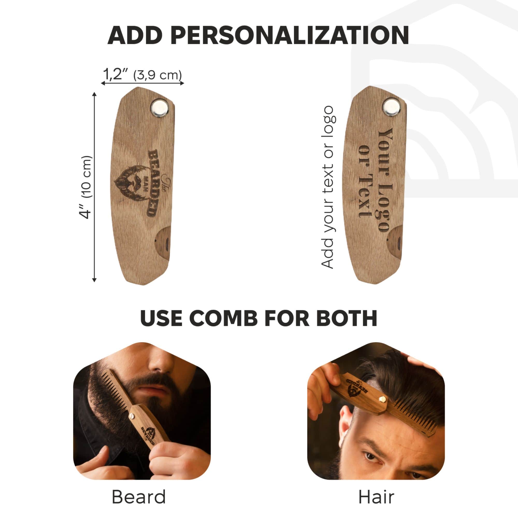 Premium Wooden Beard Comb - Walnut Grooming Tool for Men
