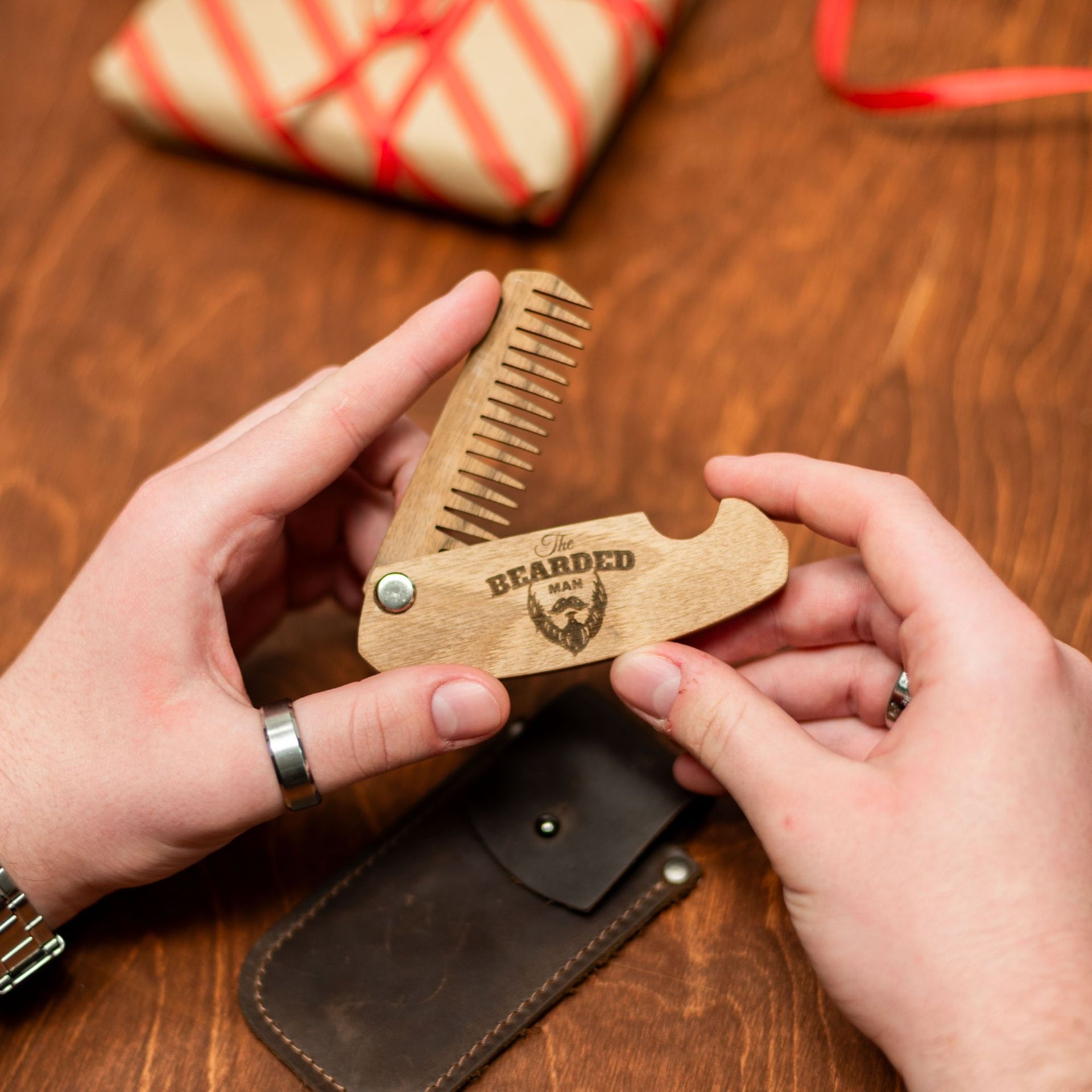 Premium Wooden Beard Comb - Walnut Grooming Tool for Men