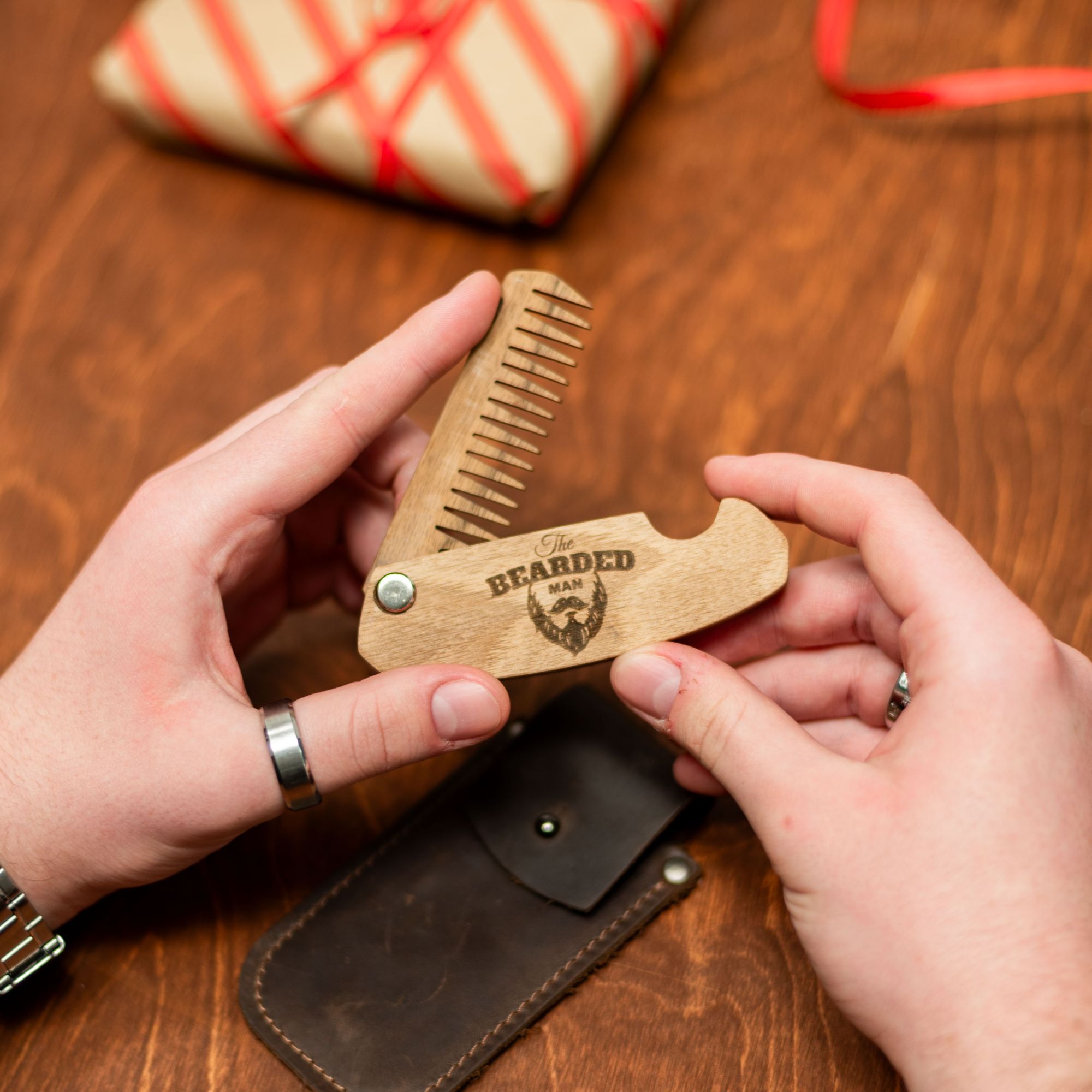 Premium Wooden Beard Comb - Walnut Grooming Tool for Men
