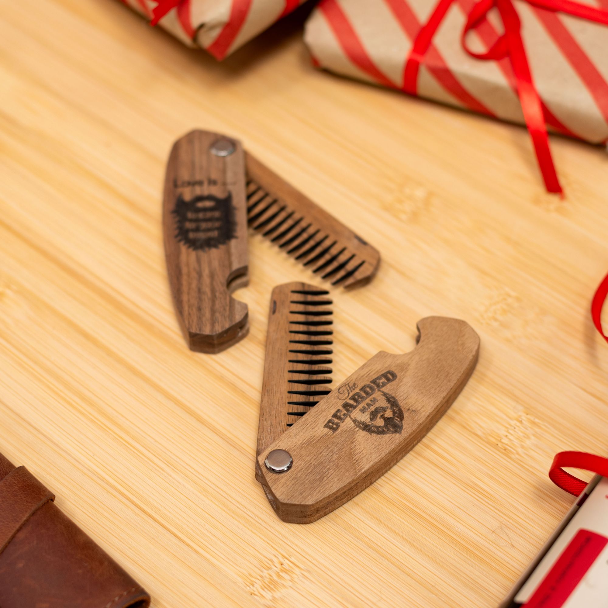 Premium Wooden Beard Comb - Walnut Grooming Tool for Men