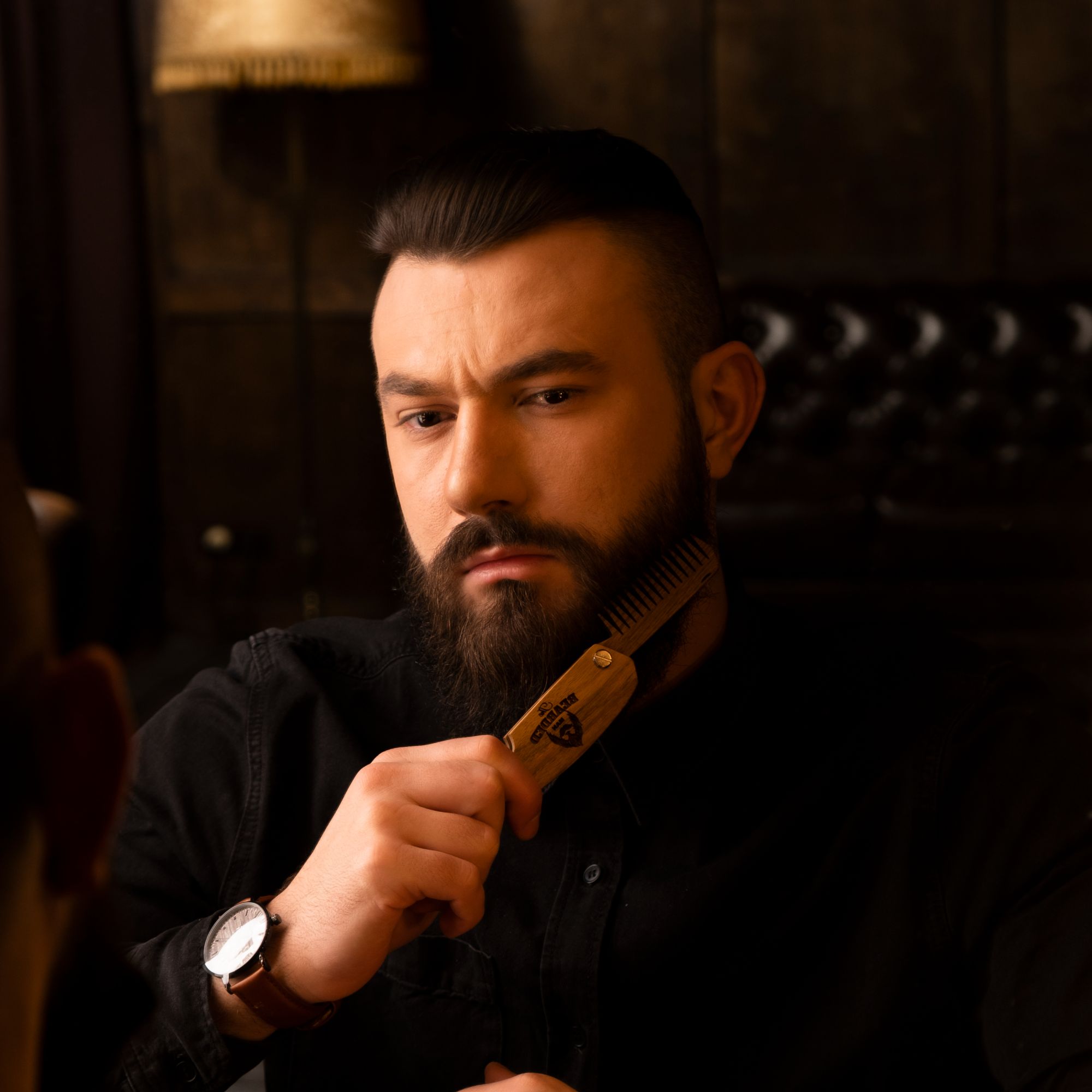 Premium Wooden Beard Comb - Walnut Grooming Tool for Men
