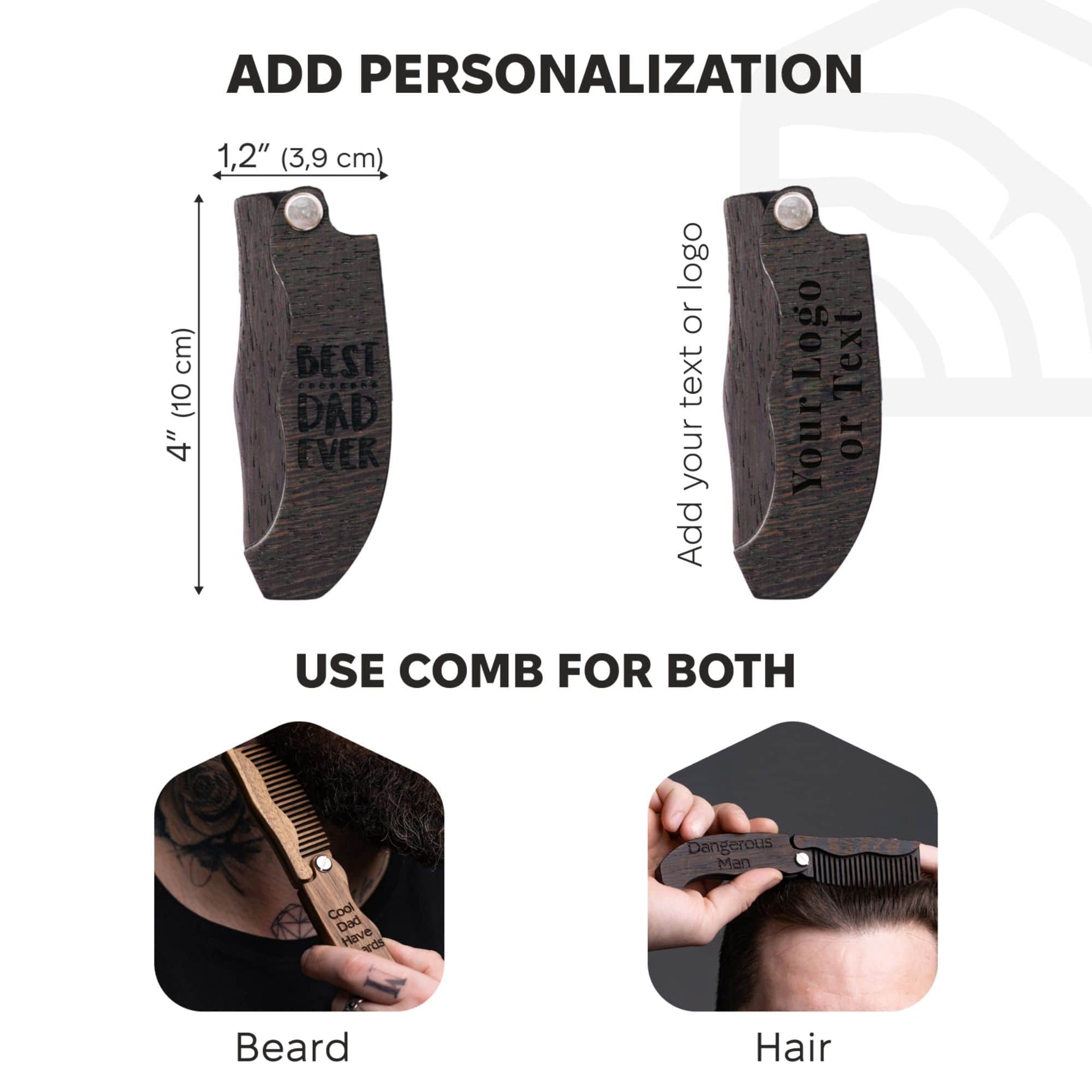 Best Dad Ever Wooden Beard Comb - Handcrafted Grooming Gift
