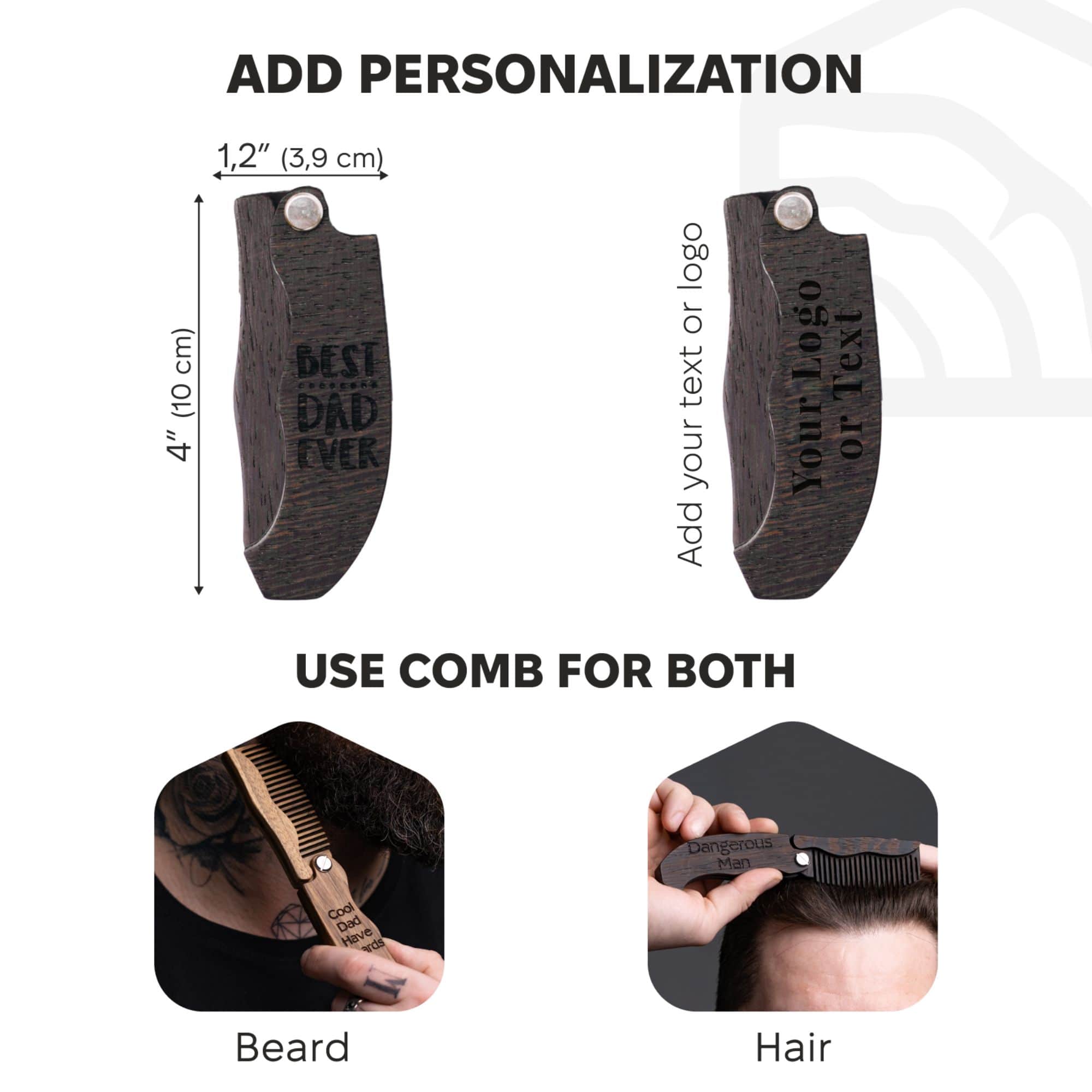 Best Dad Ever Wooden Beard Comb - Handcrafted Grooming Gift