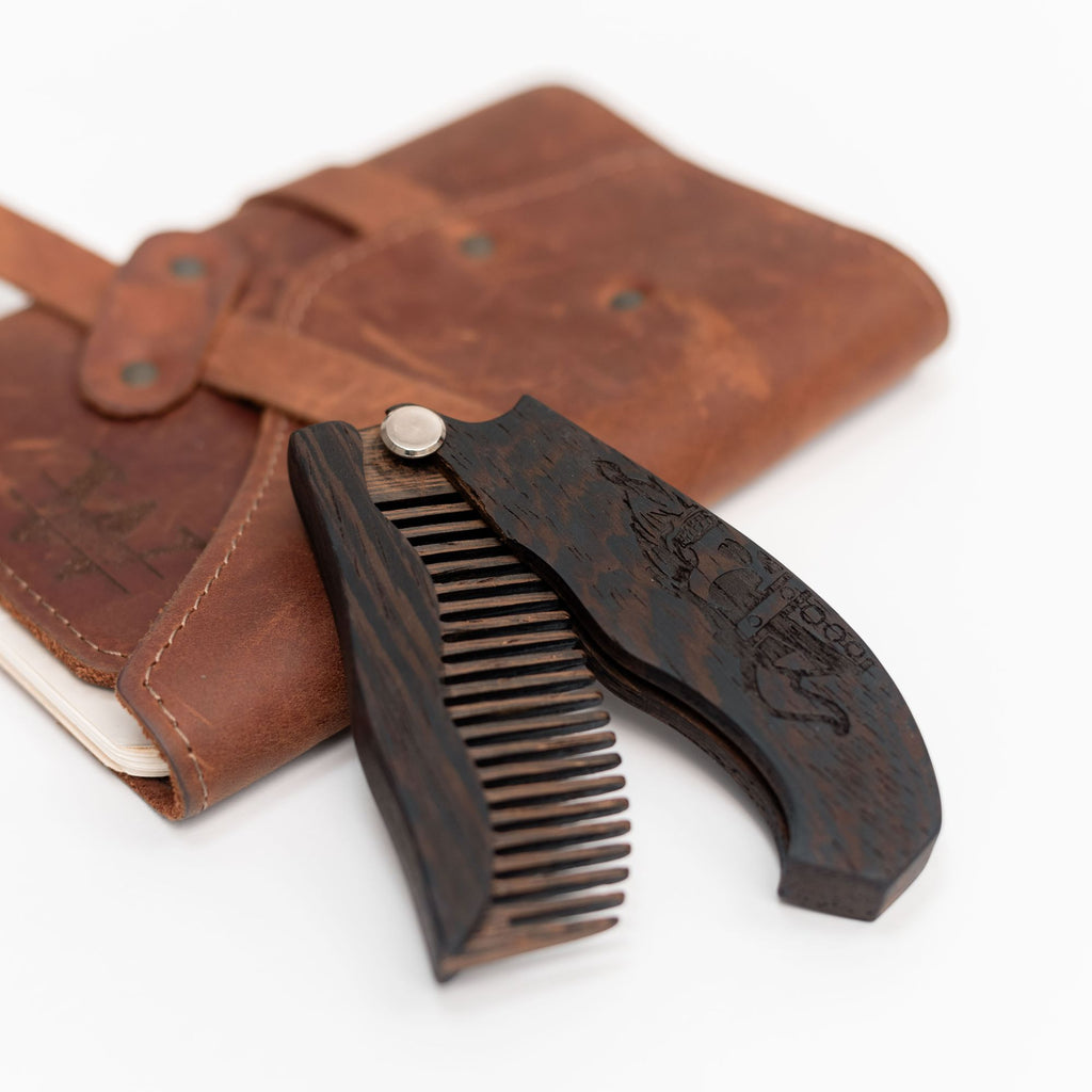 Handcrafted Wooden Beard Comb with Viking Motif for Men