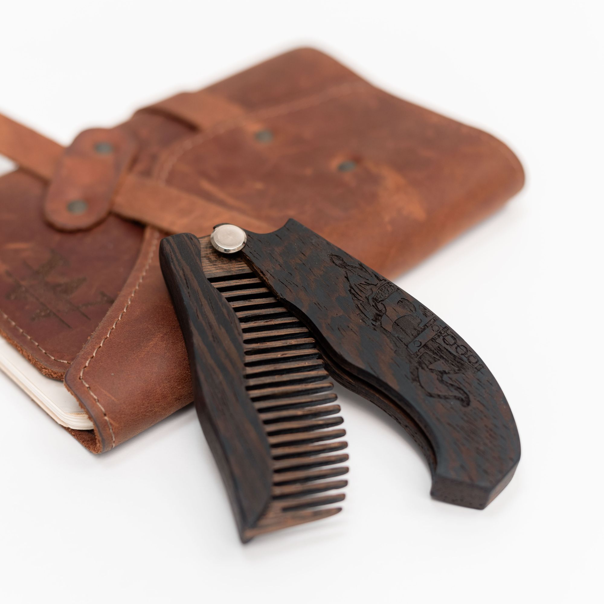Handcrafted Wooden Beard Comb with Viking Motif for Men
