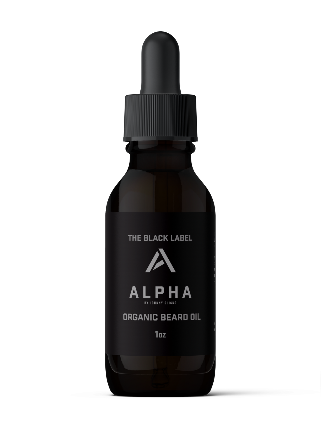 Bottle of Alpha Organic Beard Oil with a dropper cap