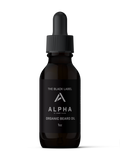 Bottle of Alpha Organic Beard Oil with a dropper cap