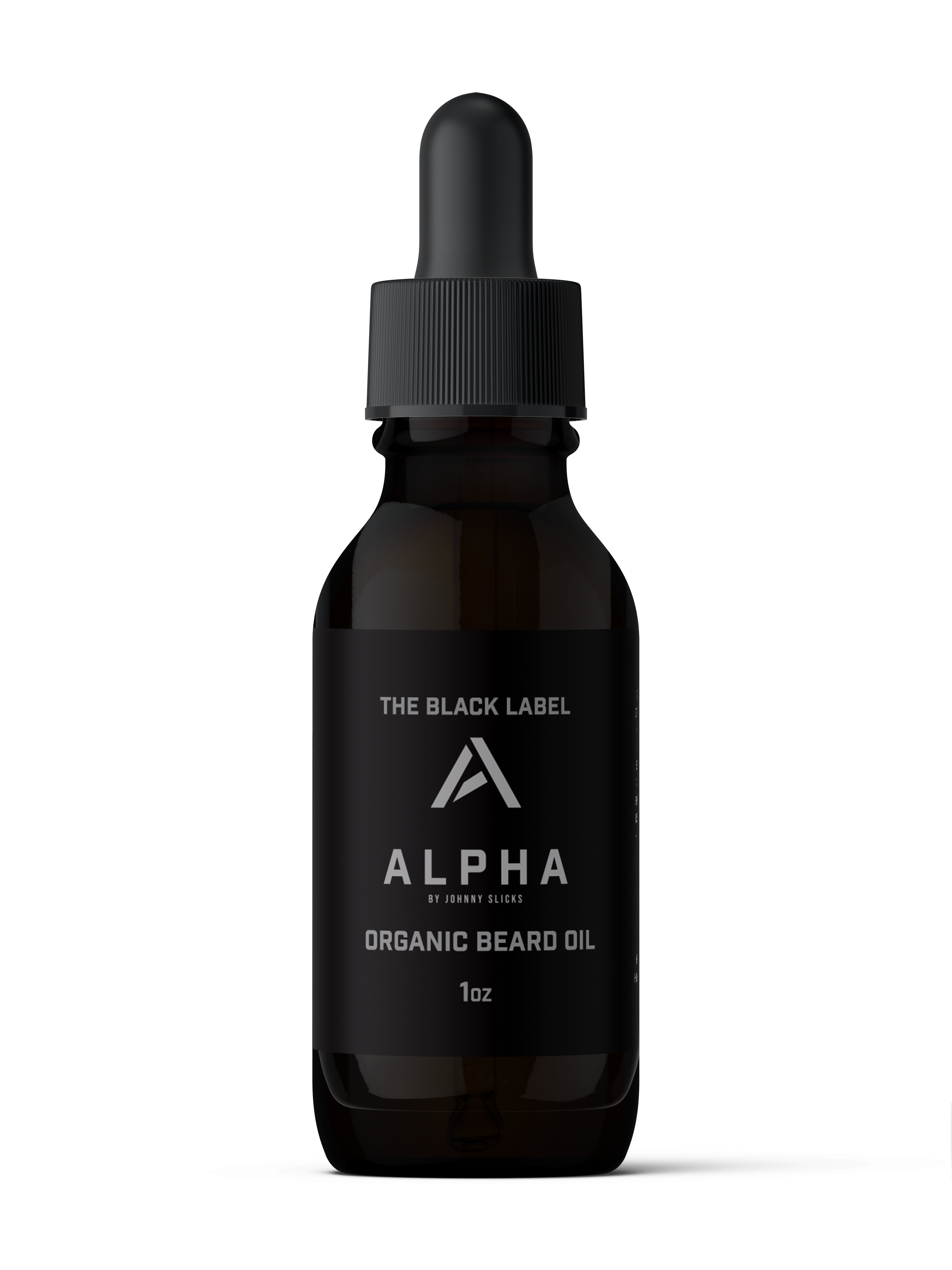 Bottle of Alpha Organic Beard Oil with a dropper cap