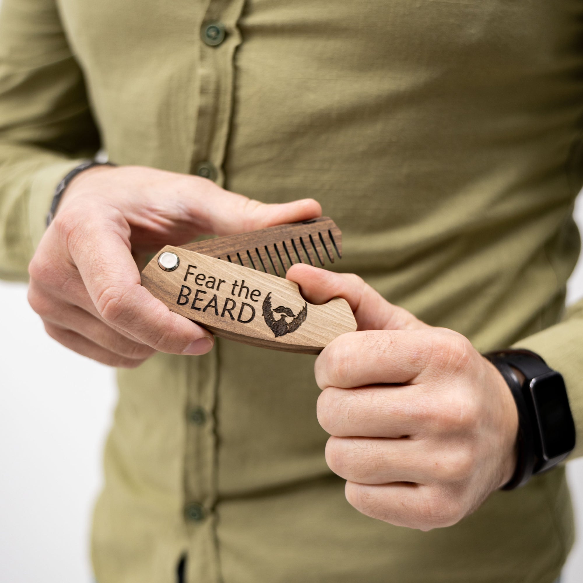 Handcrafted Solid Walnut Wooden Beard Comb for Grooming