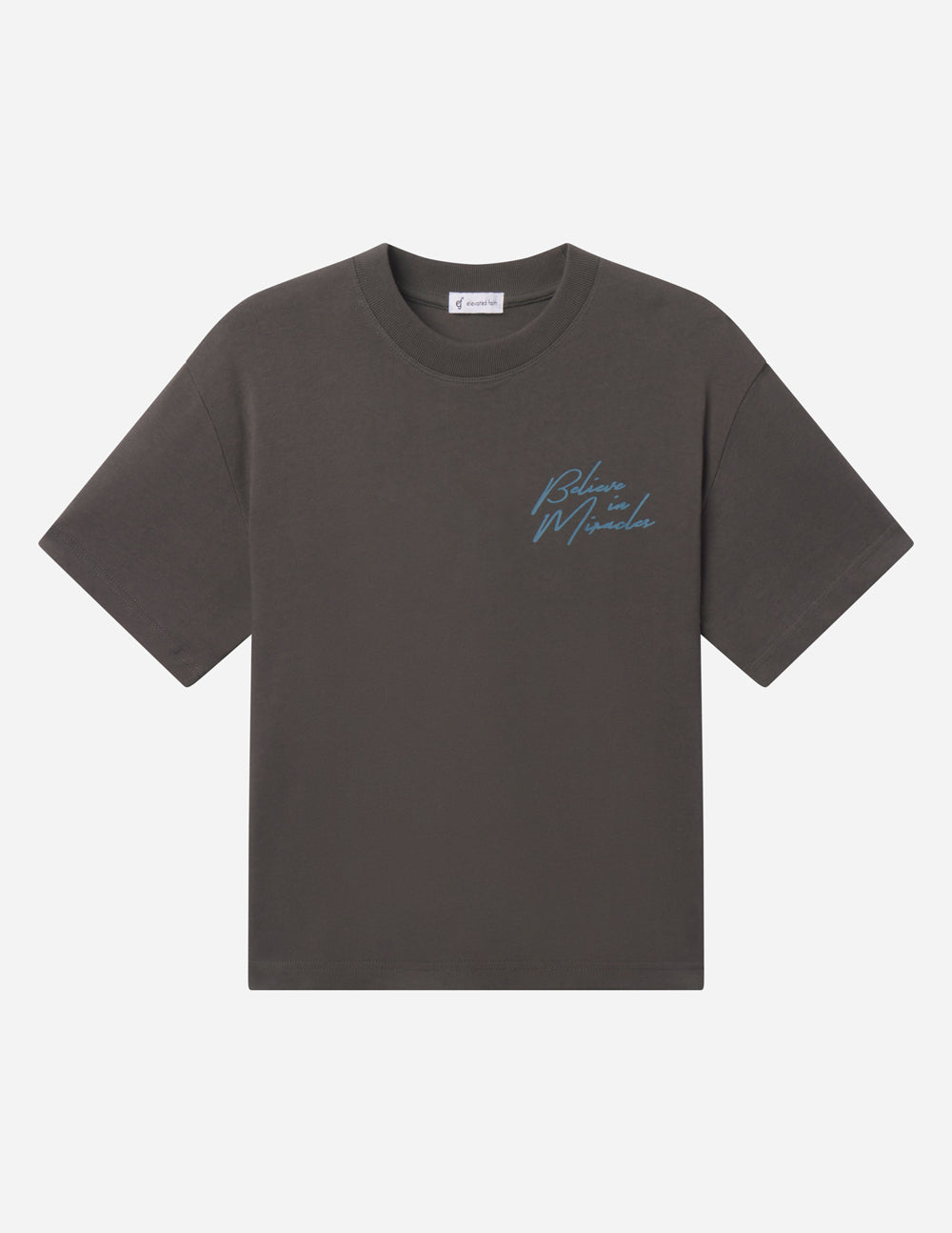 Believe in Miracles Heavyweight Oversized Tee - Charcoal/Blue