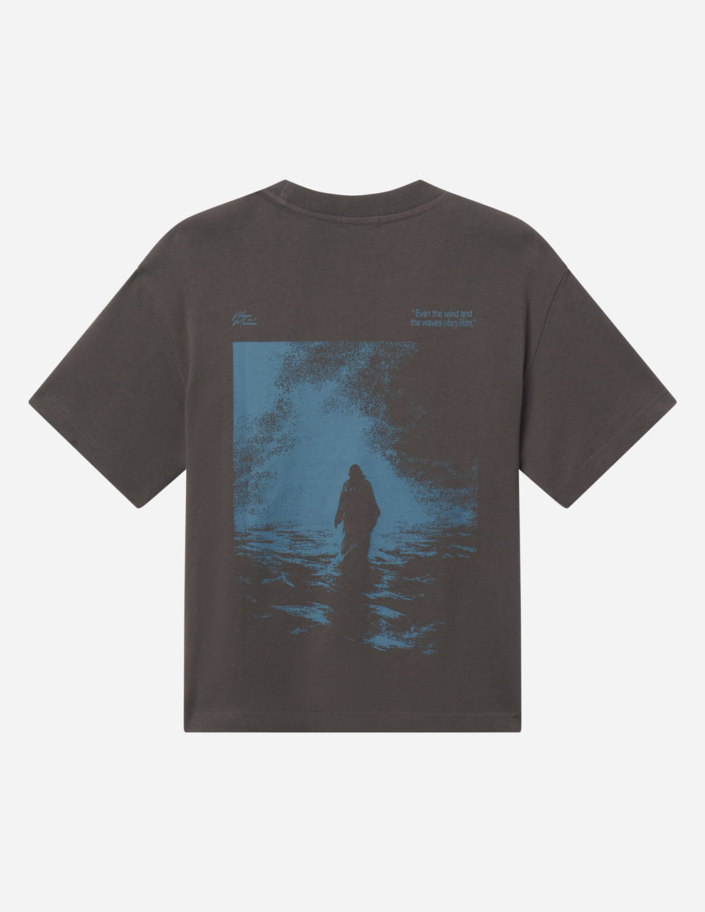 Believe in Miracles Heavyweight Oversized Tee - Charcoal/Blue
