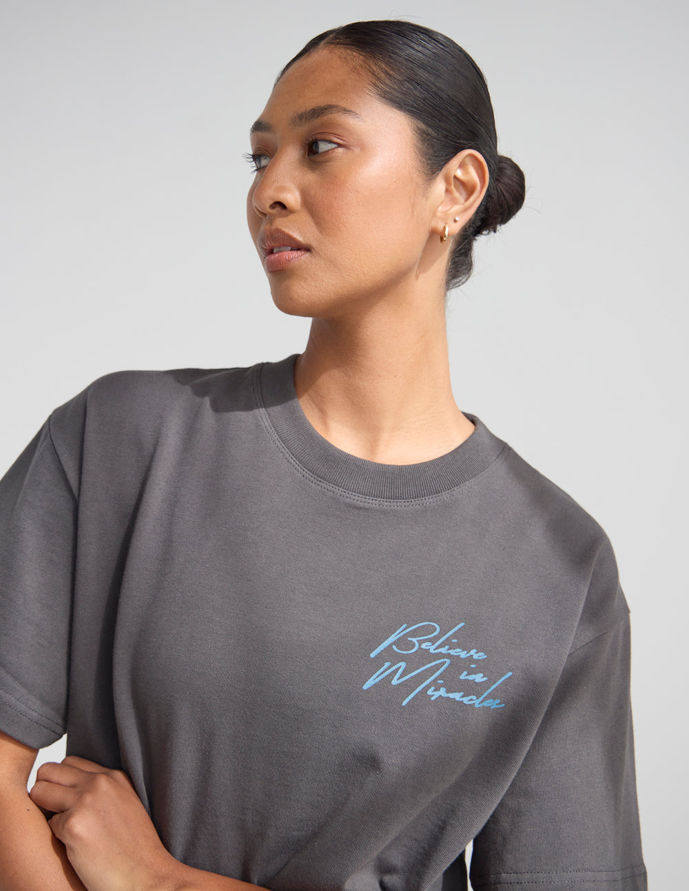 Believe in Miracles Heavyweight Oversized Tee - Charcoal/Blue