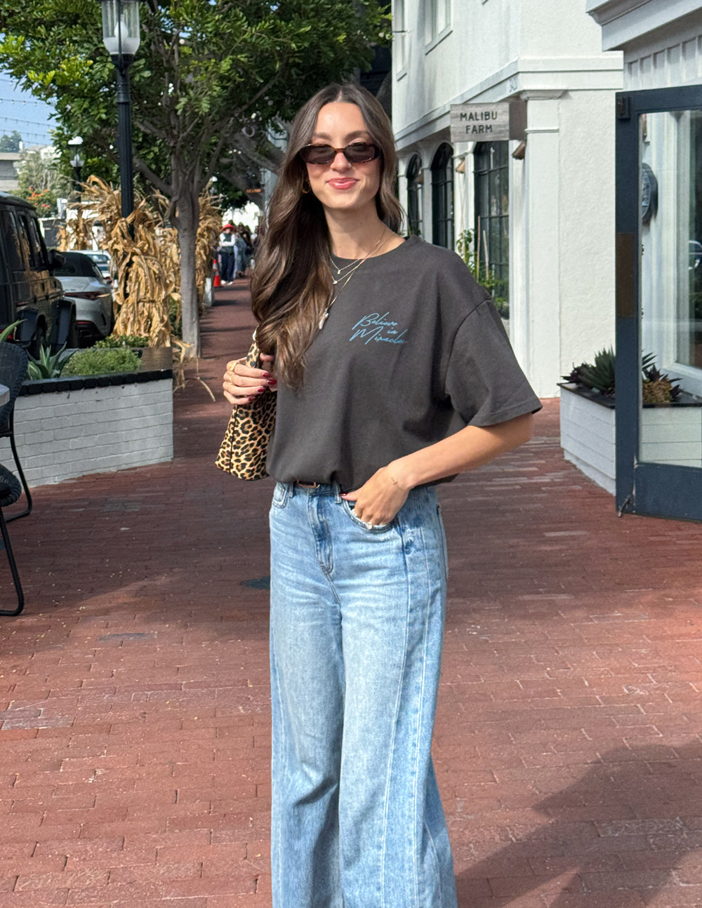 Believe in Miracles Heavyweight Oversized Tee - Charcoal/Blue
