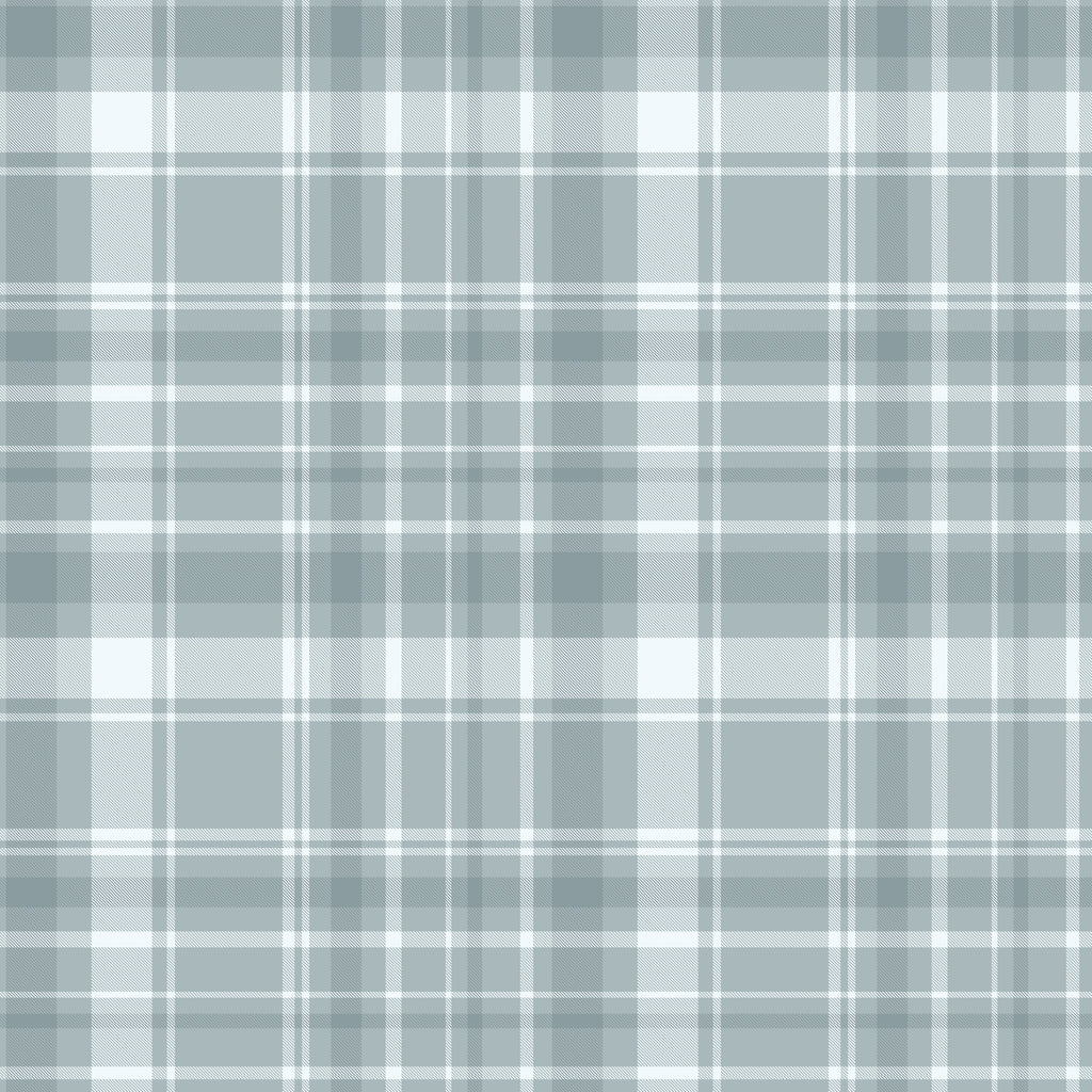 Classic Plaid Wallpaper in Blue-Grey, White, Pink, and Yellow