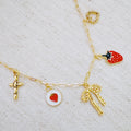 Berry Cute Charm Bracelet – Strawberry, Bow & Heart