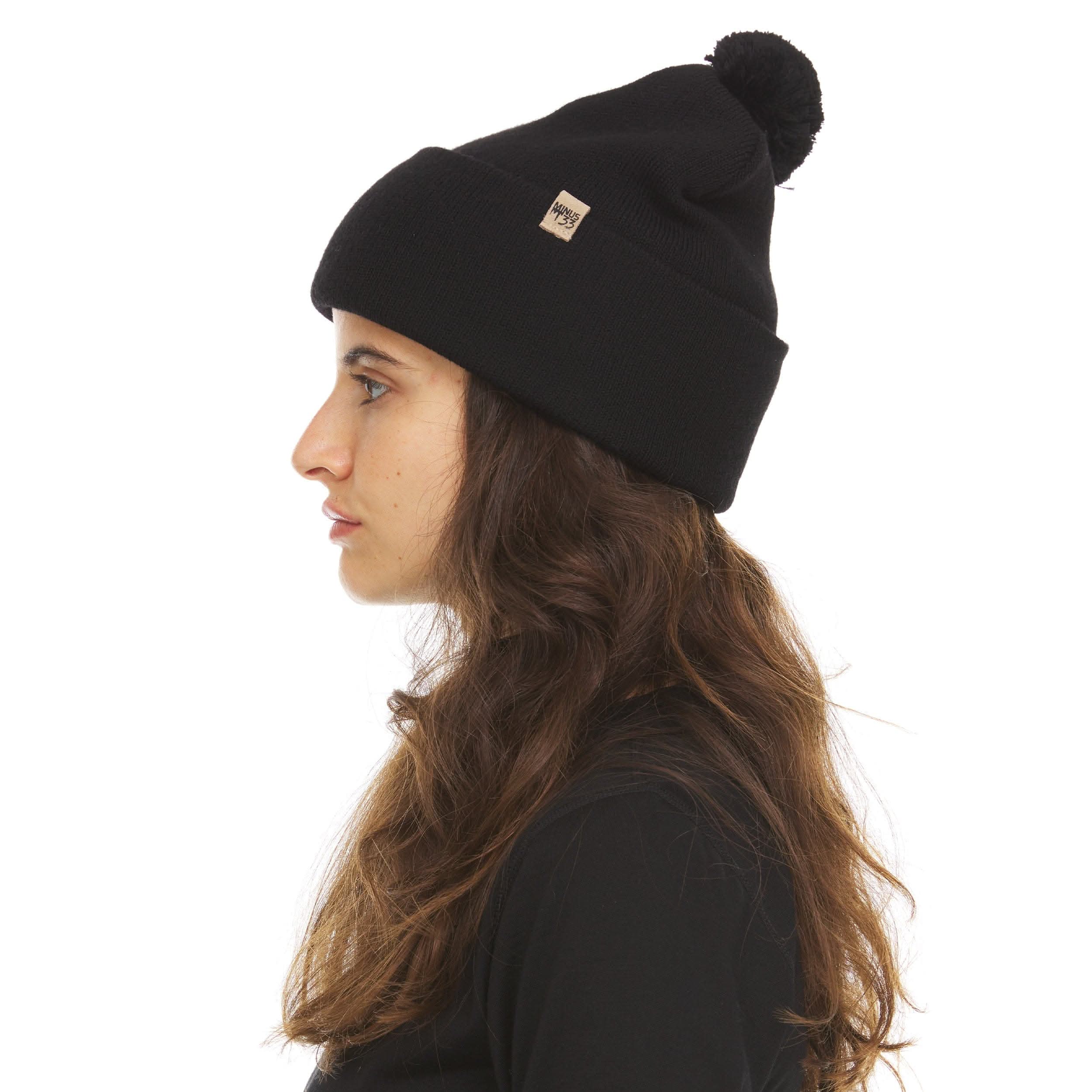 Unisex Midweight Merino Wool Knit Pom Beanie for Winter Sports