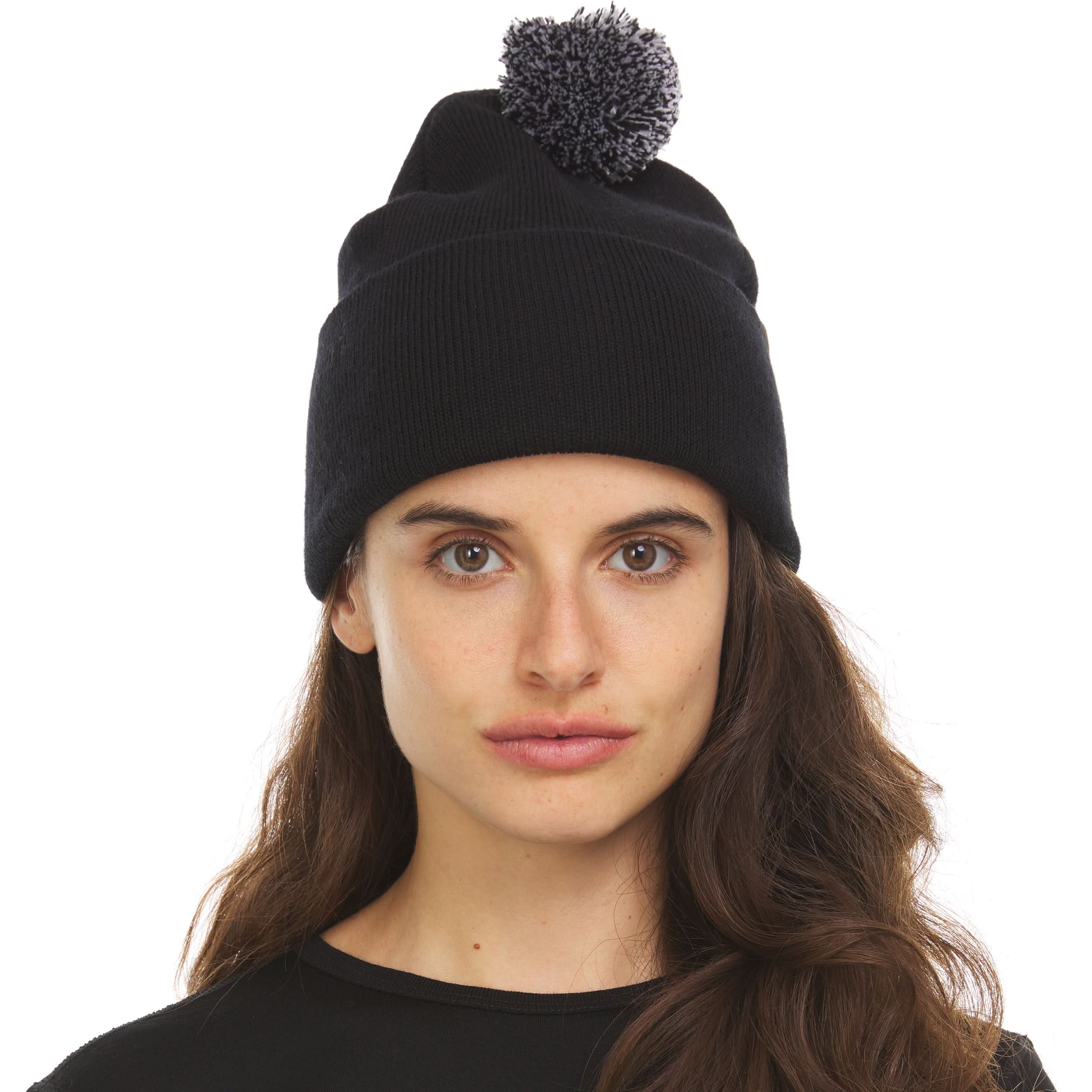 Unisex Midweight Merino Wool Knit Pom Beanie for Winter Sports
