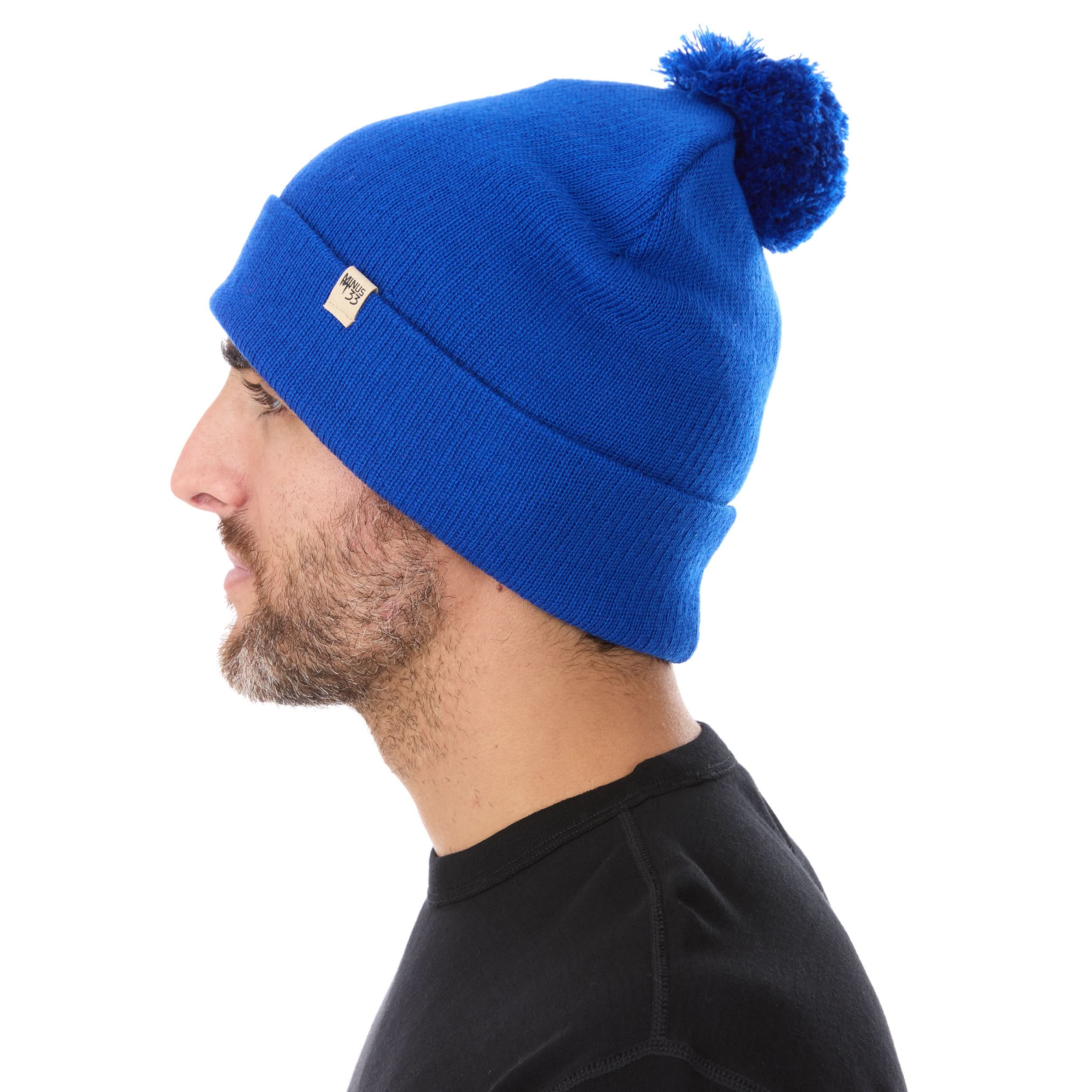 Unisex Midweight Merino Wool Knit Pom Beanie for Winter Sports