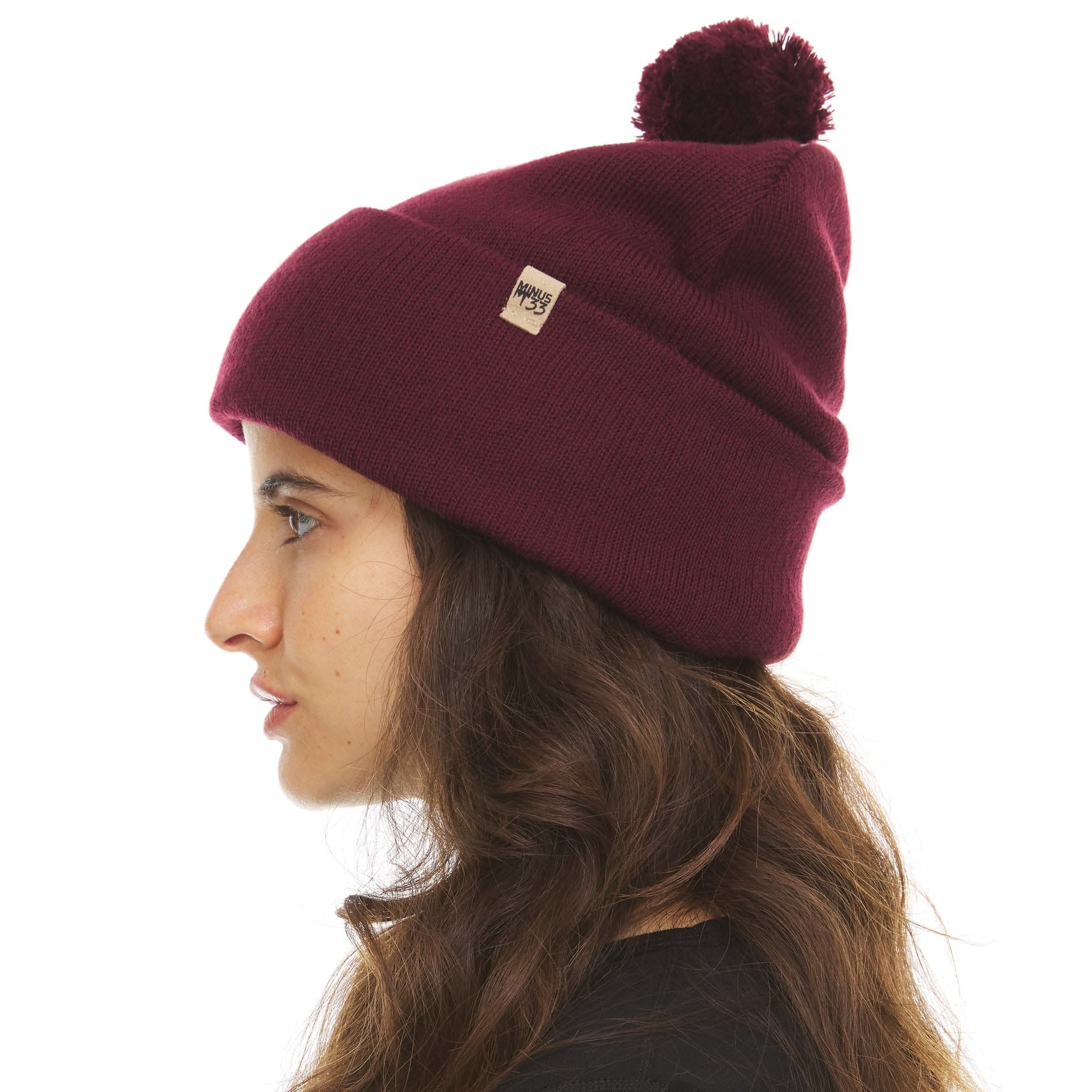 Unisex Midweight Merino Wool Knit Pom Beanie for Winter Sports