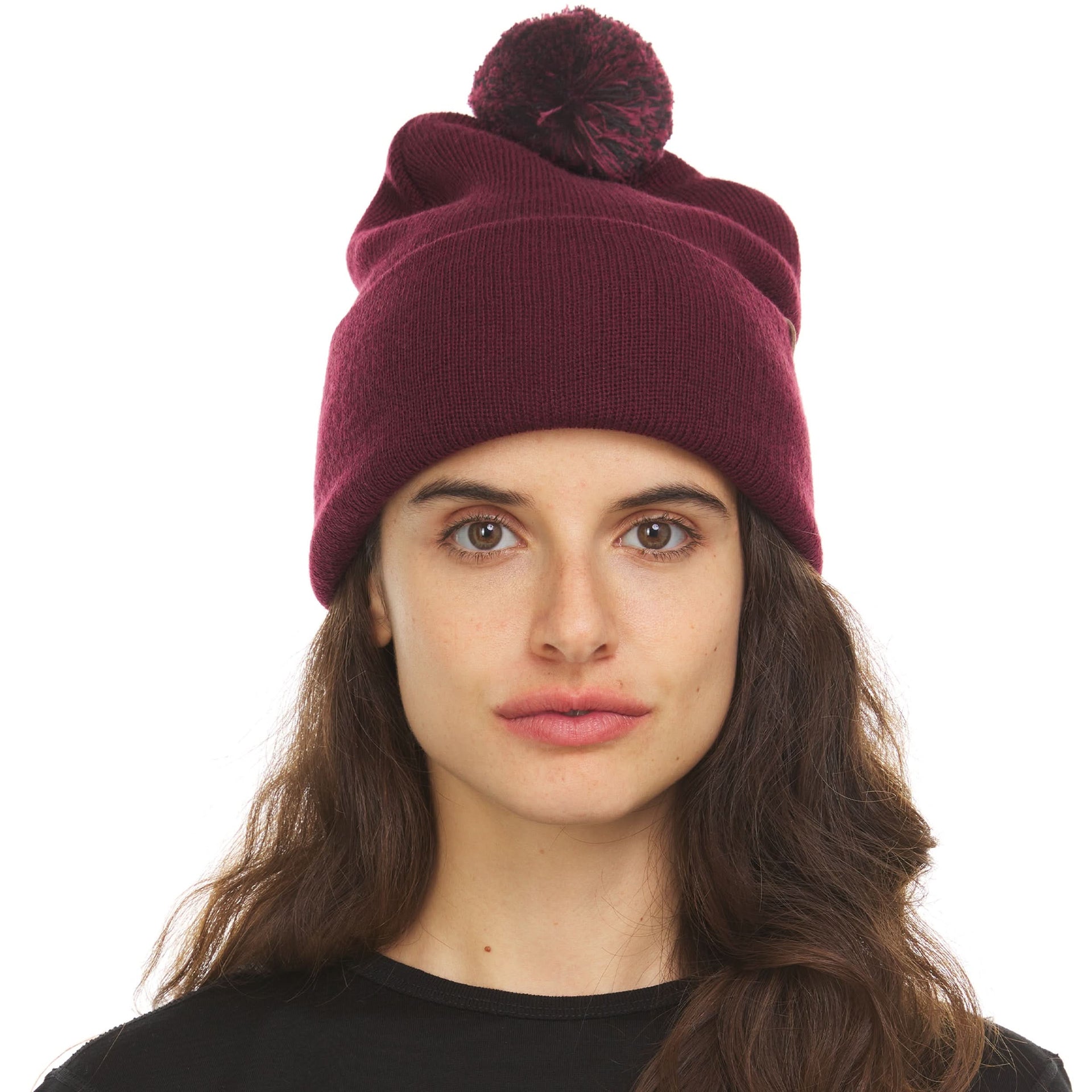 Unisex Midweight Merino Wool Knit Pom Beanie for Winter Sports