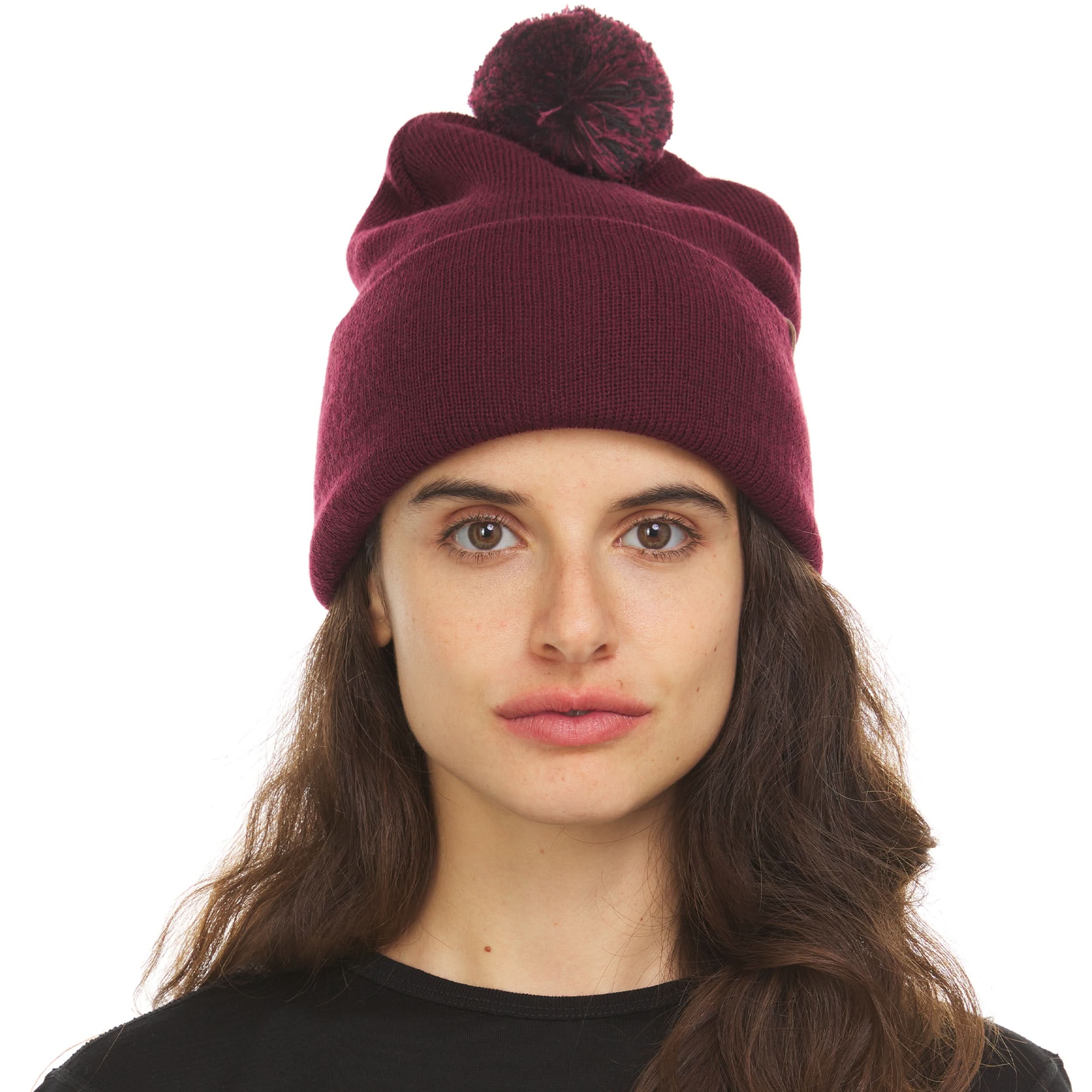Unisex Midweight Merino Wool Knit Pom Beanie for Winter Sports
