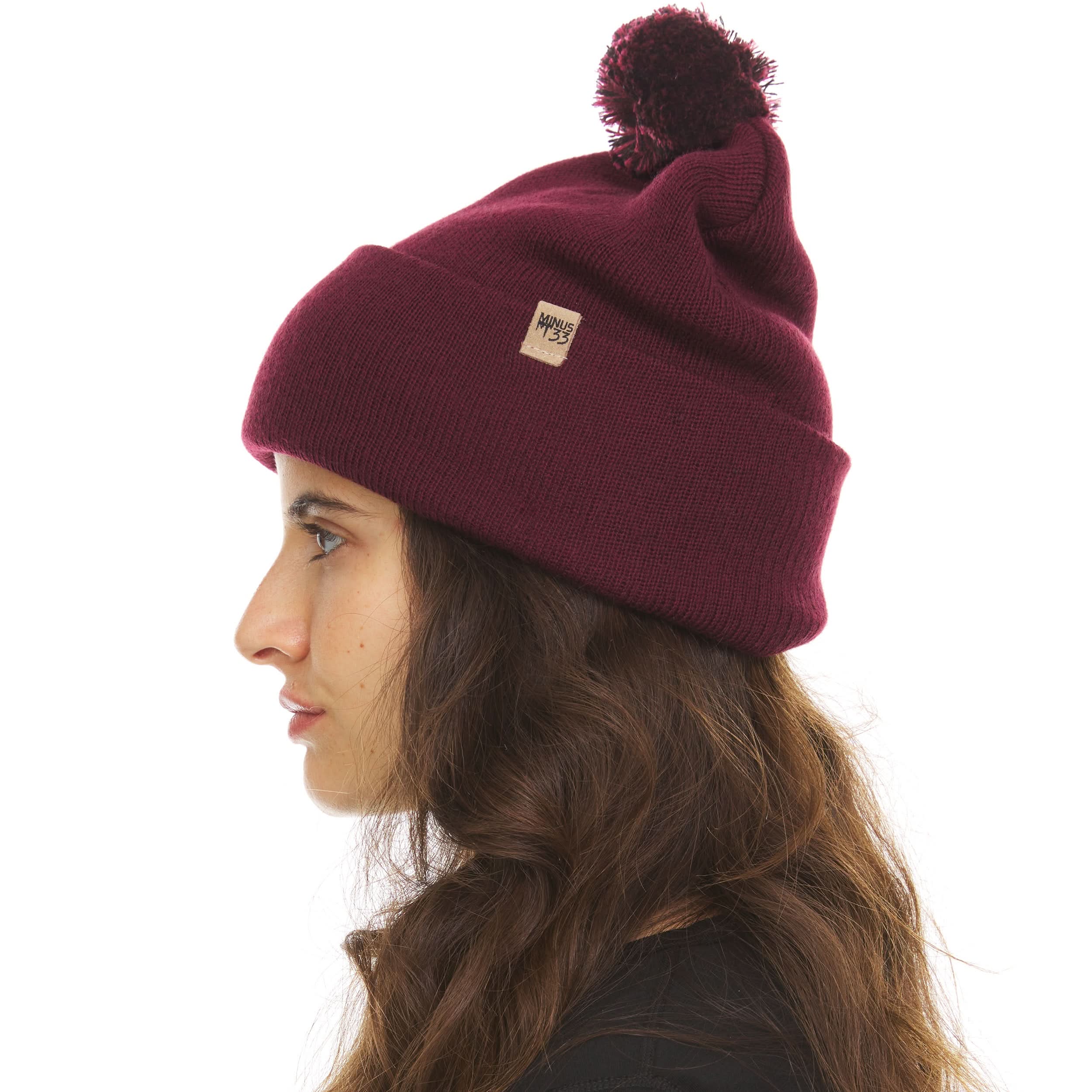 Unisex Midweight Merino Wool Knit Pom Beanie for Winter Sports