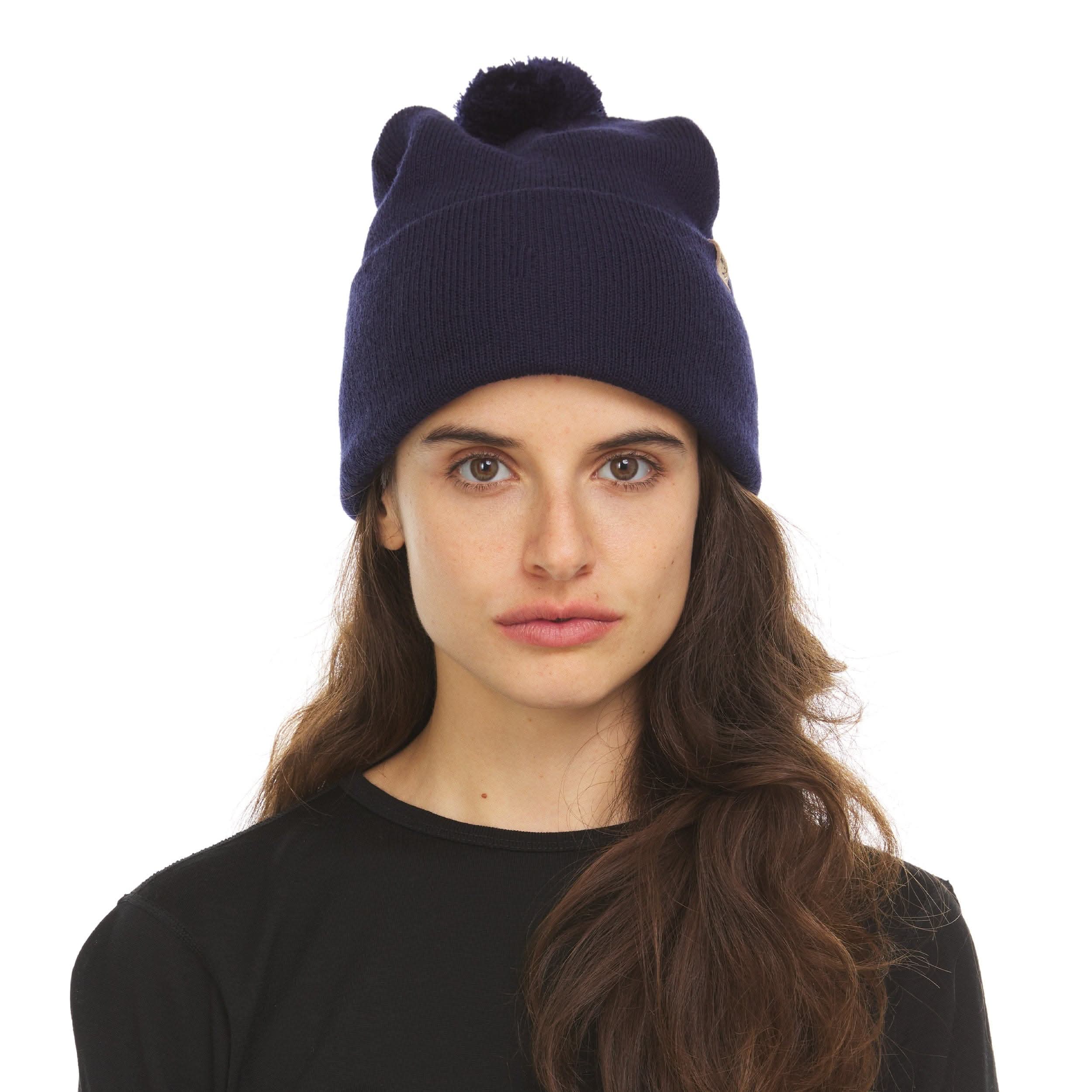 Unisex Midweight Merino Wool Knit Pom Beanie for Winter Sports