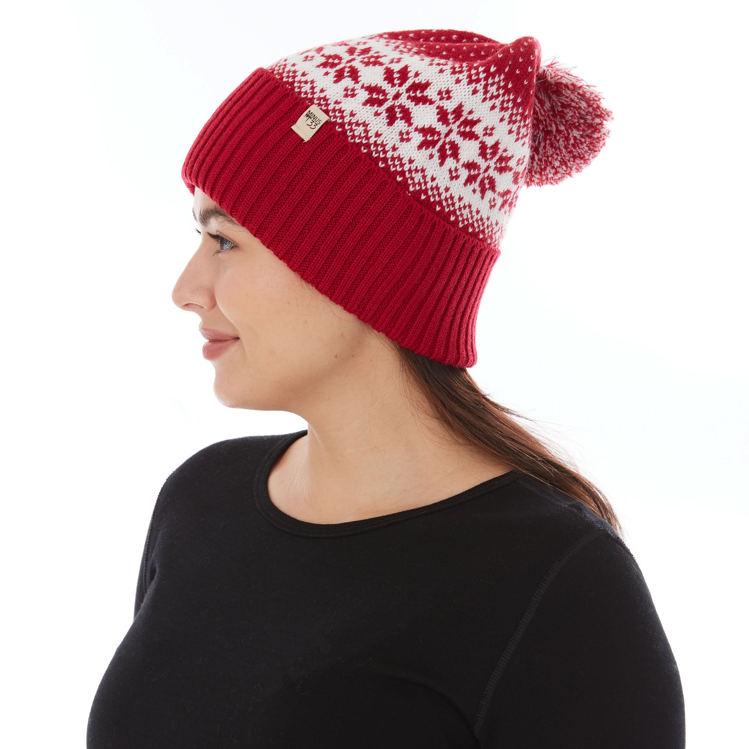 Unisex Midweight Merino Wool Knit Pom Beanie for Winter Sports