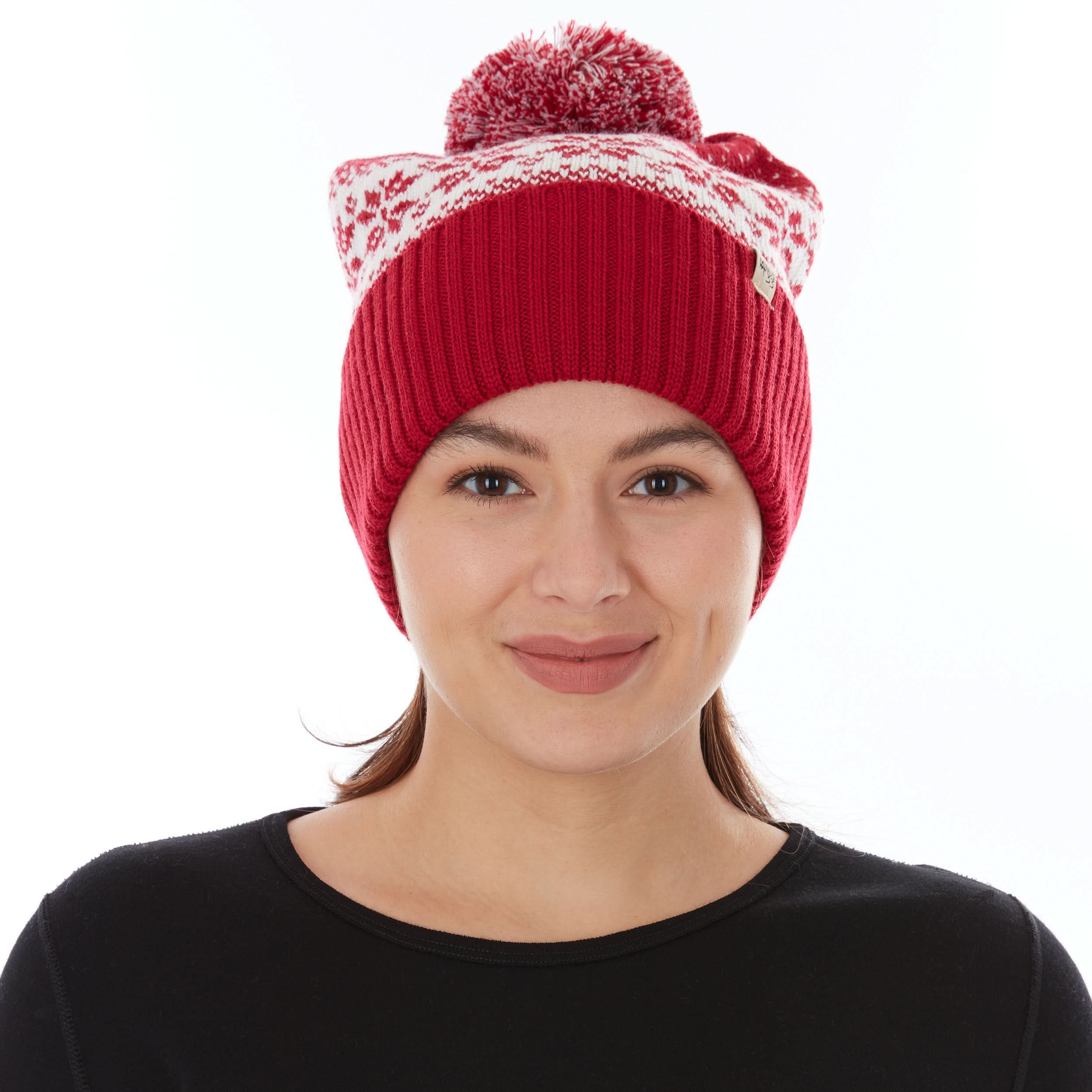 Unisex Midweight Merino Wool Knit Pom Beanie for Winter Sports