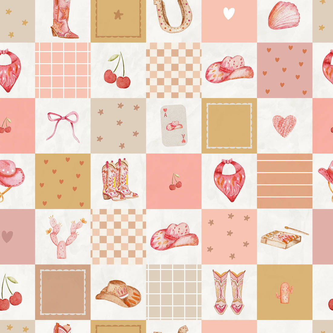 Beth Bohemian Geometric Wallpaper in Pink, Tan and Cream