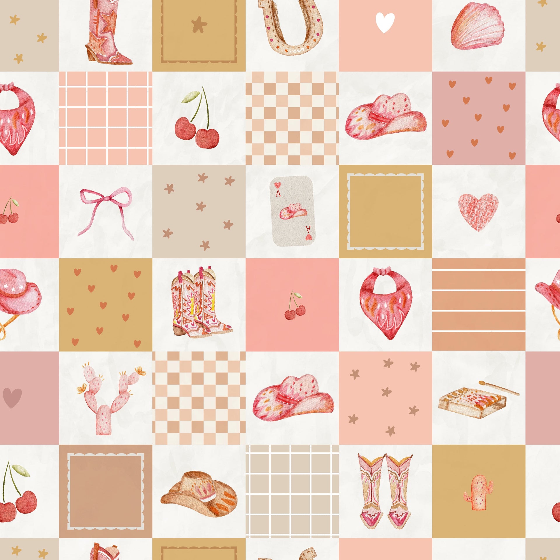 Beth Bohemian Geometric Wallpaper in Pink, Tan and Cream