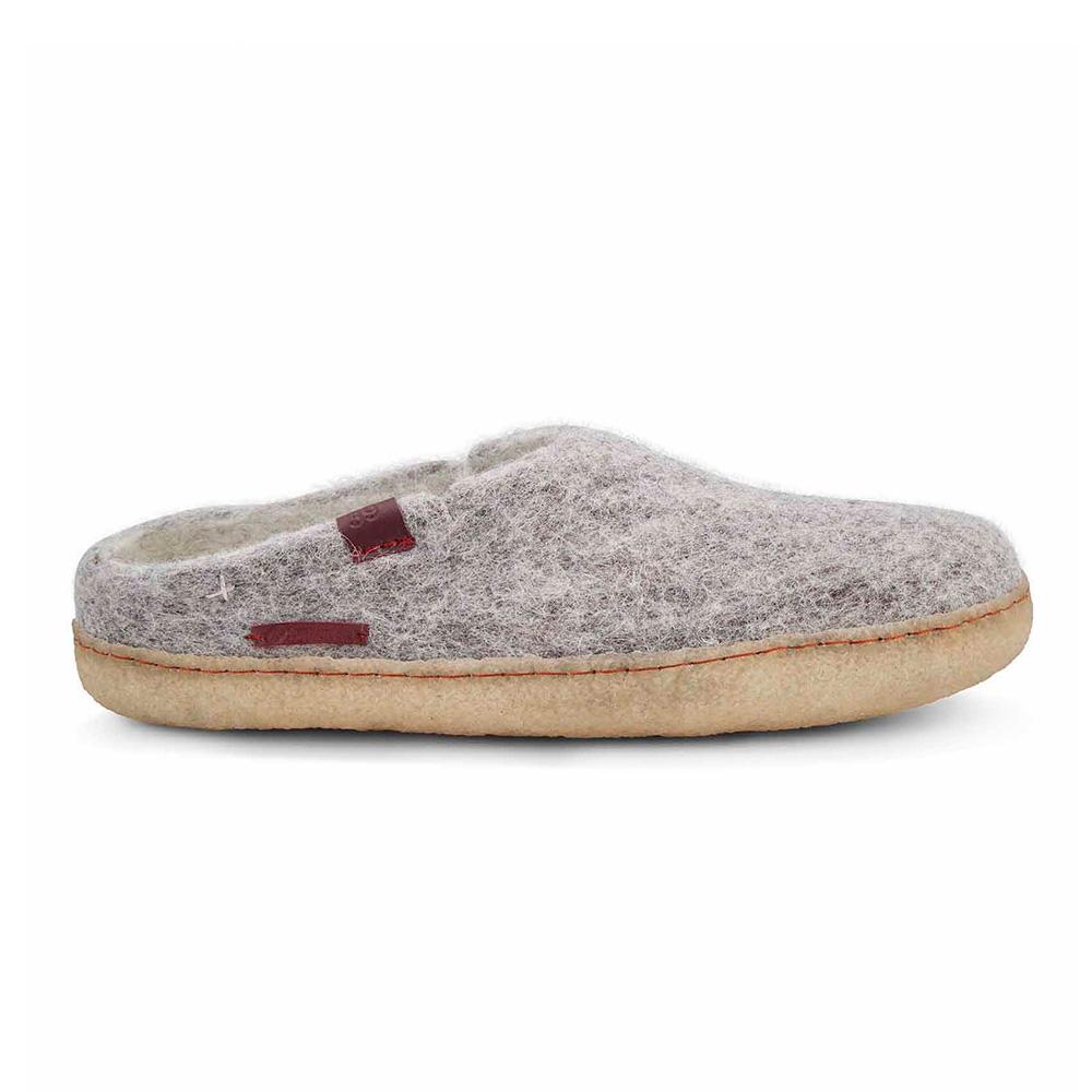 Women's Classic Grey Wool Slippers with Durable Rubber Sole