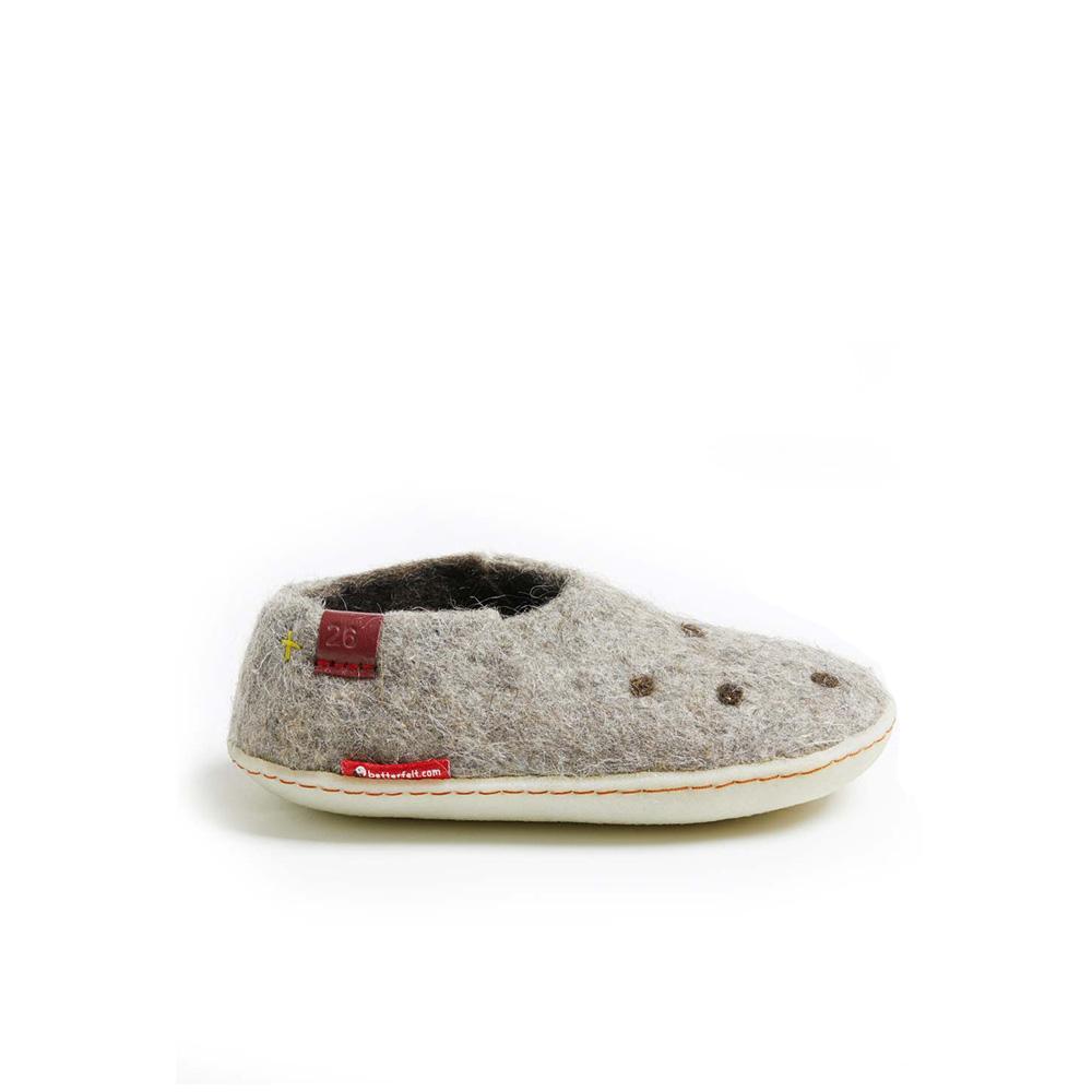 Handfelted Wool Kids Shoes - Grey with Rubber Sole