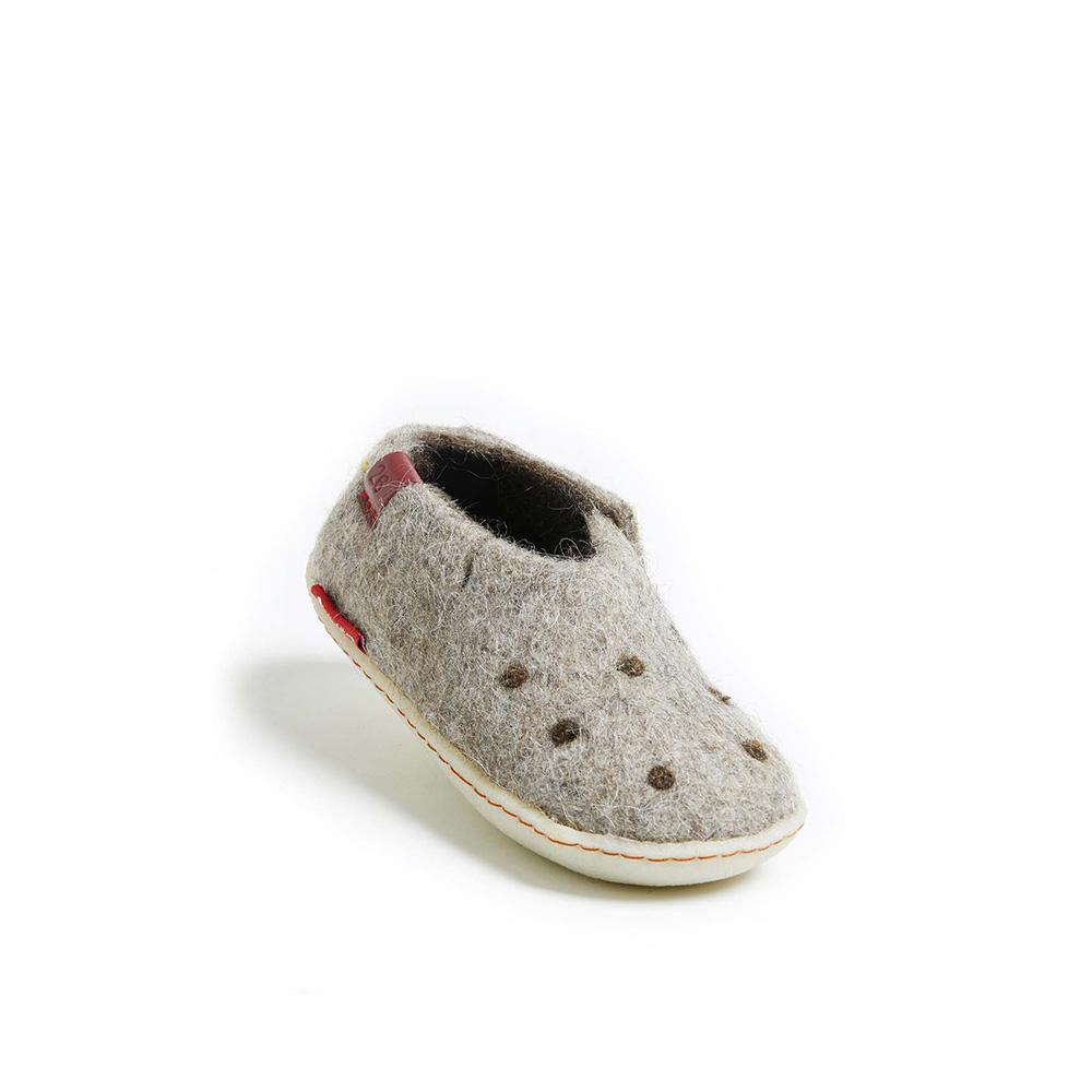 Handfelted Wool Kids Shoes - Grey with Rubber Sole