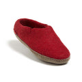 Women's Classic Red Wool Slipper Leather Sole