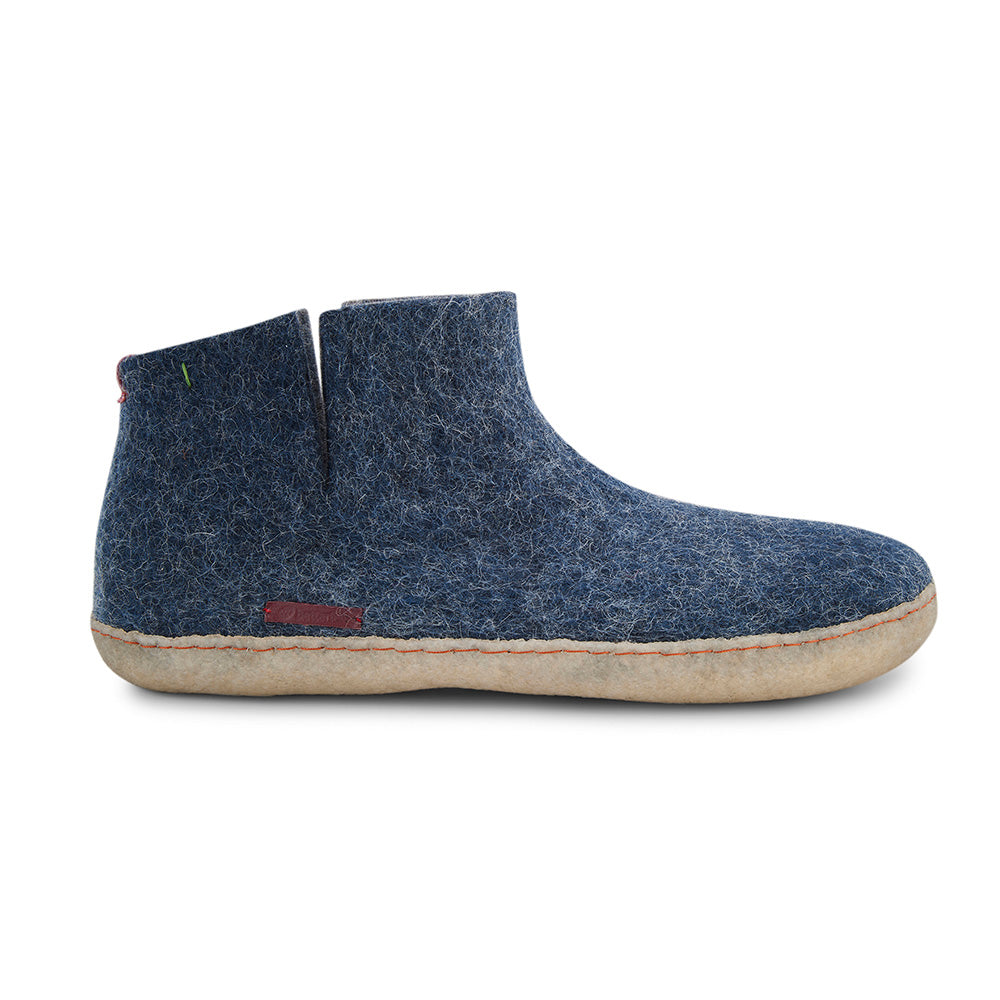 Women's Classic Navy Wool Boot with Durable Rubber Sole