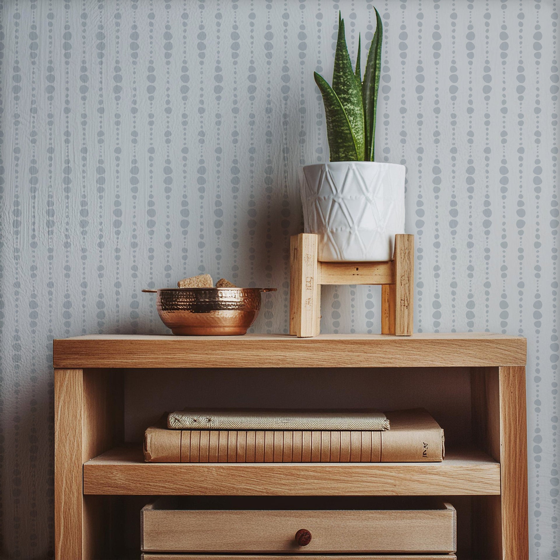 Blake Geometric Wallpaper in Black, White & Blush-Pink