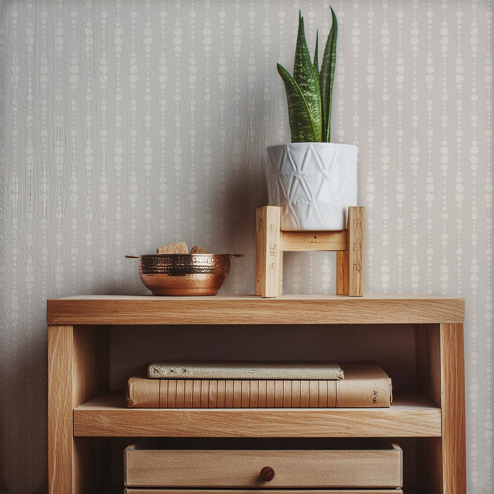 Blake Geometric Wallpaper in Black, White & Blush-Pink