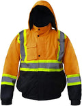 Just In Trend Premium High Visibility Hi Vis Waterproof Fleece lined Jacket/Parka with detachable hood (Large Orange/Black)