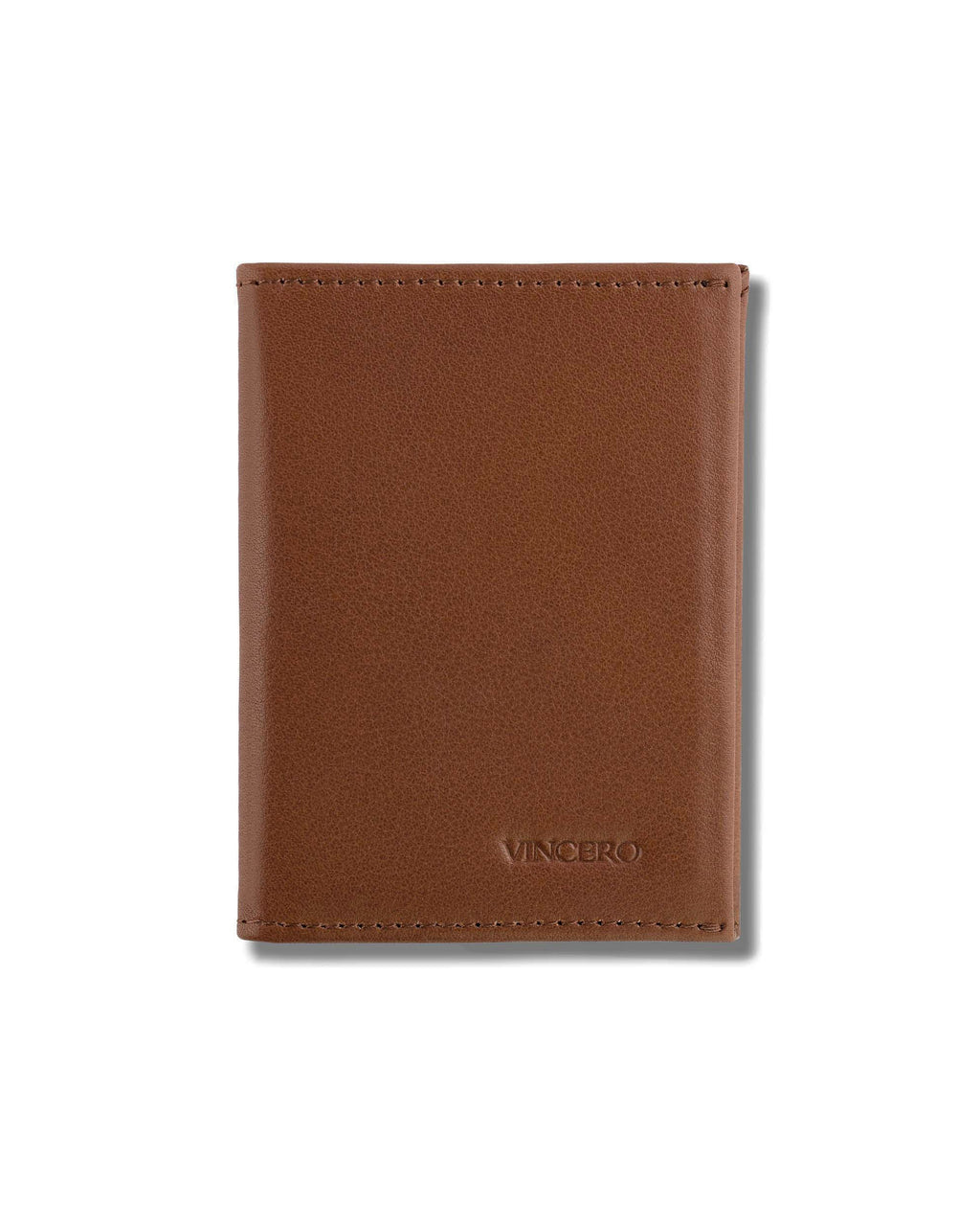 Slim Bifold Leather Wallet in Saddle - Minimalist Card Holder