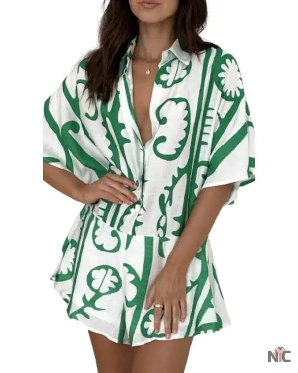 Billion Dollar Playground Green & White Print Playsuit