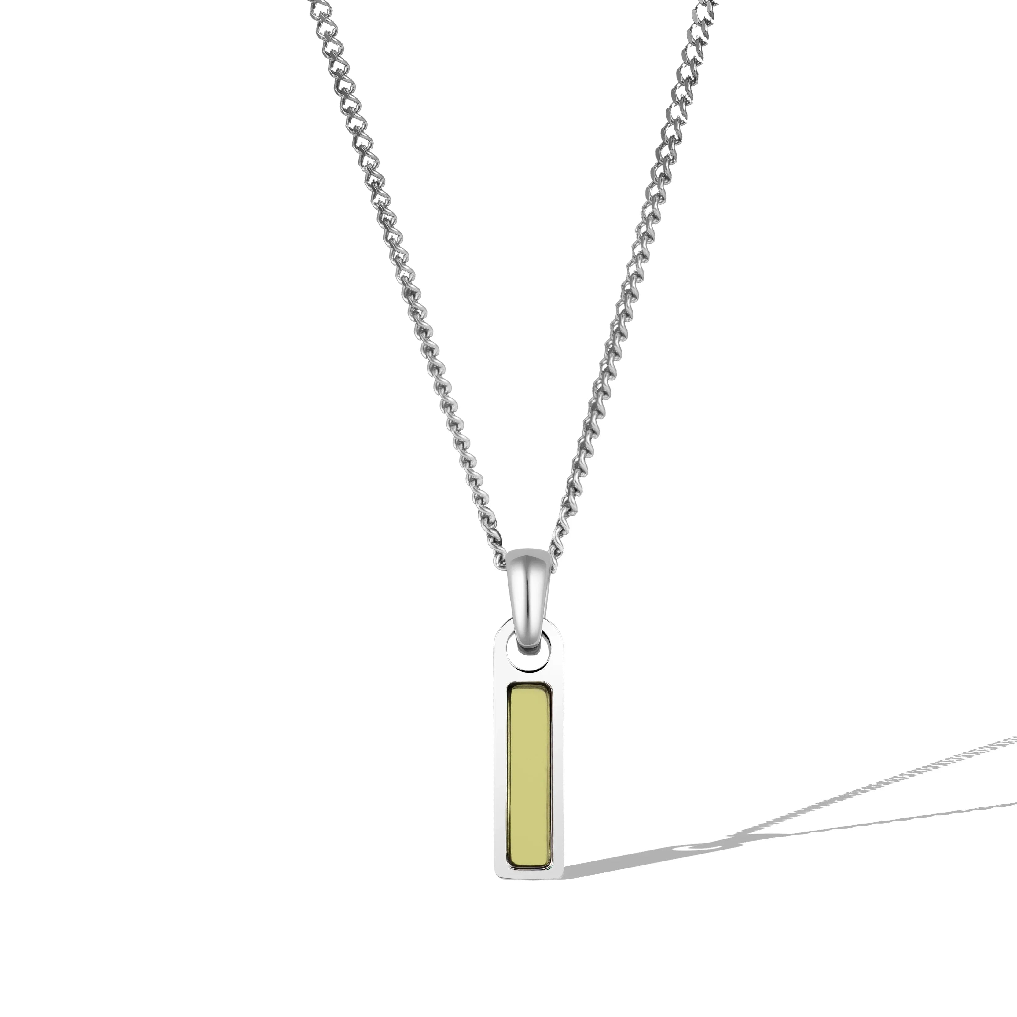 Birthstone Tag Necklace - Silver