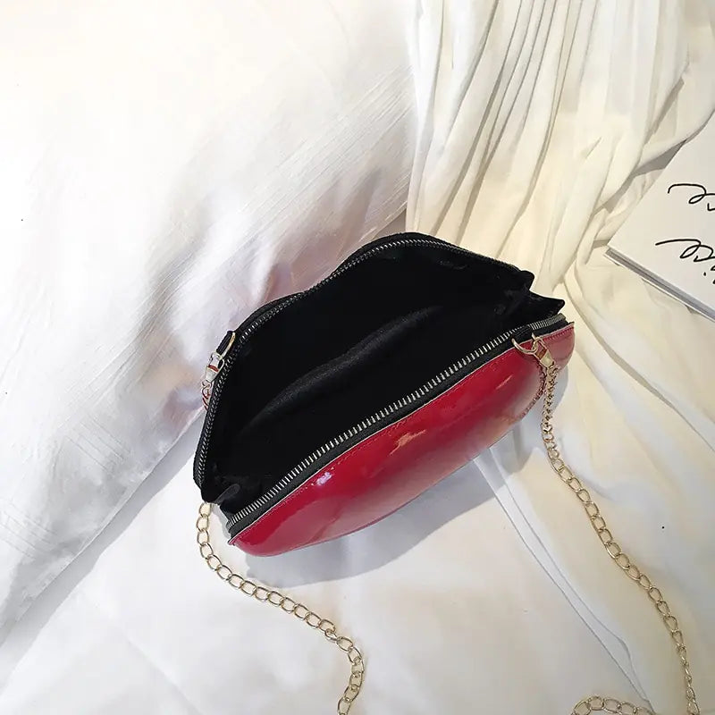 Mini Bags for Women 2023 New Fashion All-match Women's Shoulder Bag PU Solid Color Zipper Crossbody Patent Leather Lip Chain Bag