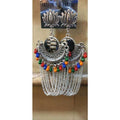 Lotus design half moon silver and multicolor ethnic earrings for party wear