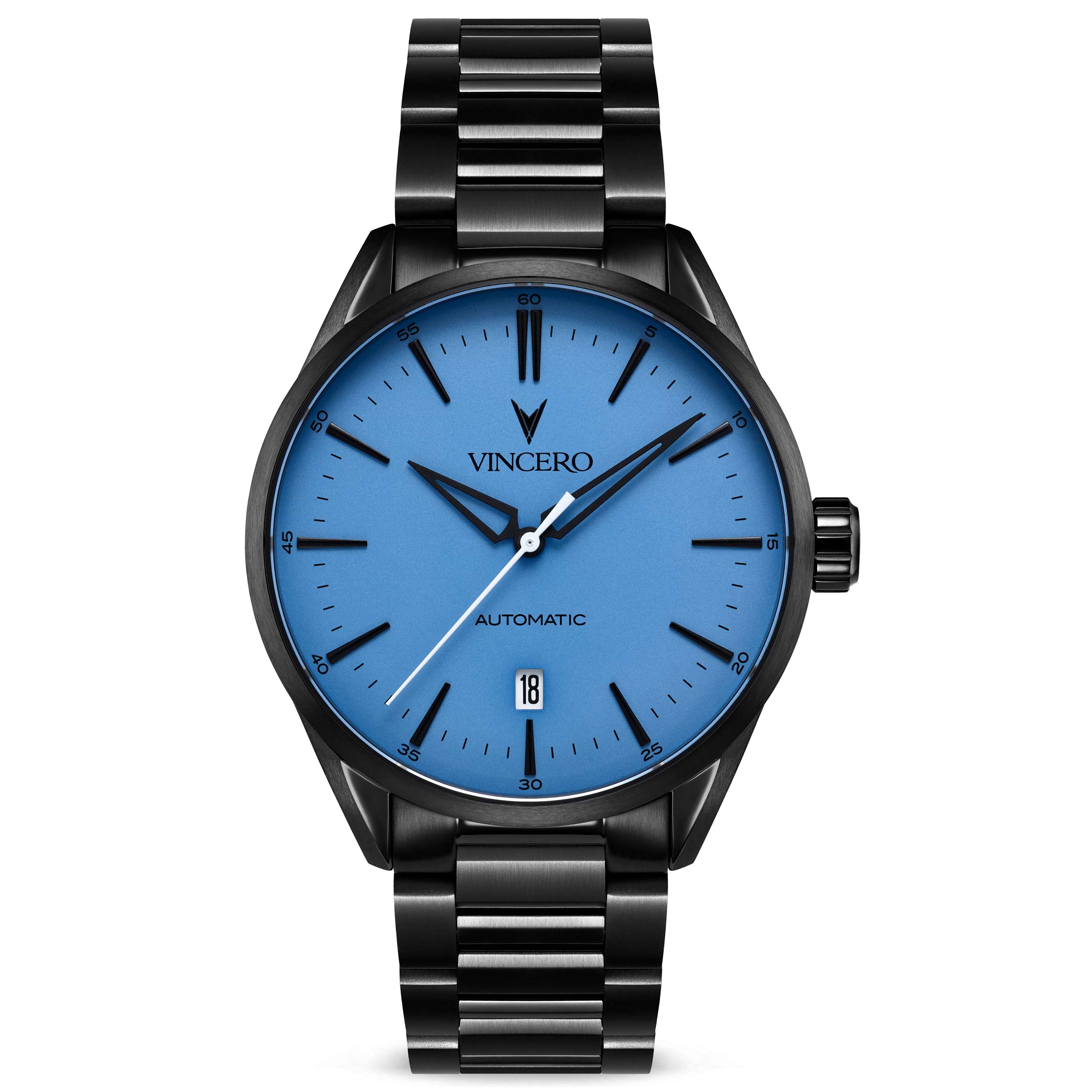 Icon Automatic Blue Phantom watch featuring a striking blue dial and stainless steel construction.