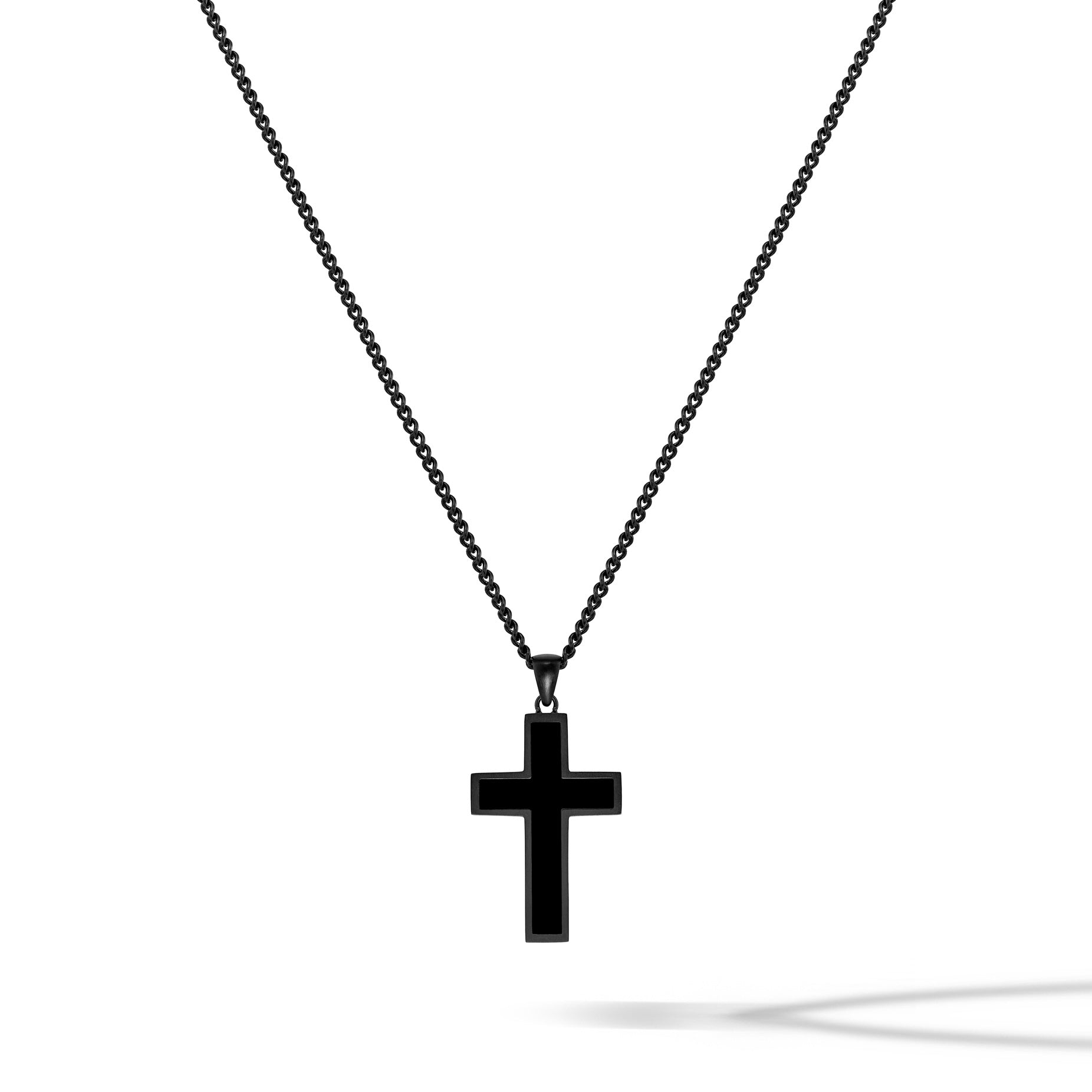 Large Stealth Stone Cross Pendant in 925 Sterling Silver